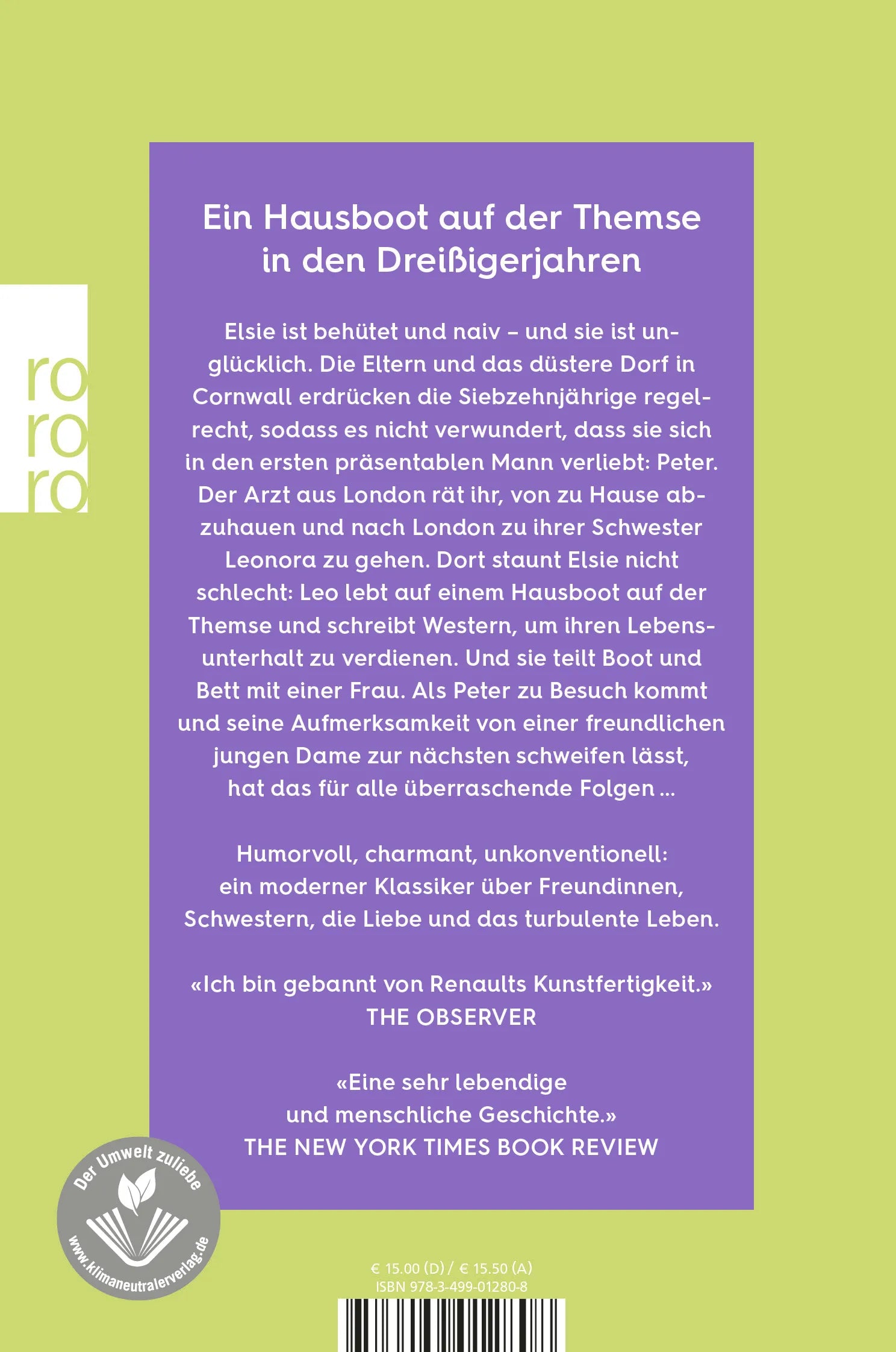 Buchrückseite von 'Freundliche junge Damen' mit Klappentext - Taschenbuch