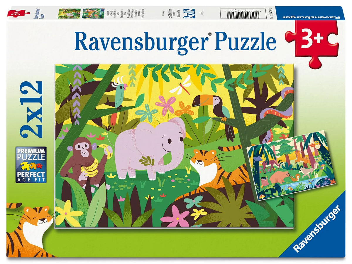 Kinderpuzzle: Kinderpuzzle 2x12 Teile - Freundliche Tierfreunde