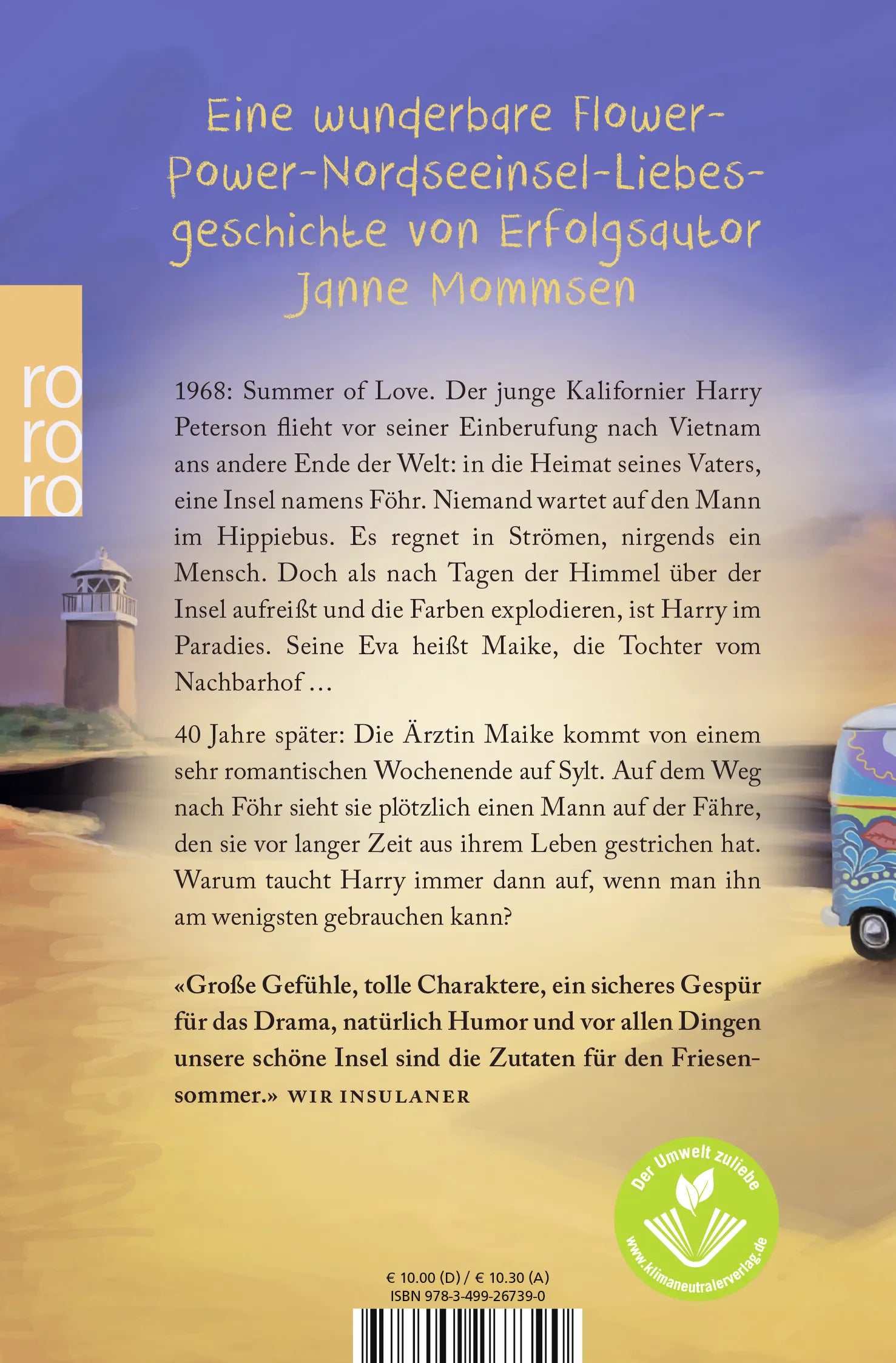 Buchrückseite von 'Friesensommer' mit Klappentext - Taschenbuch