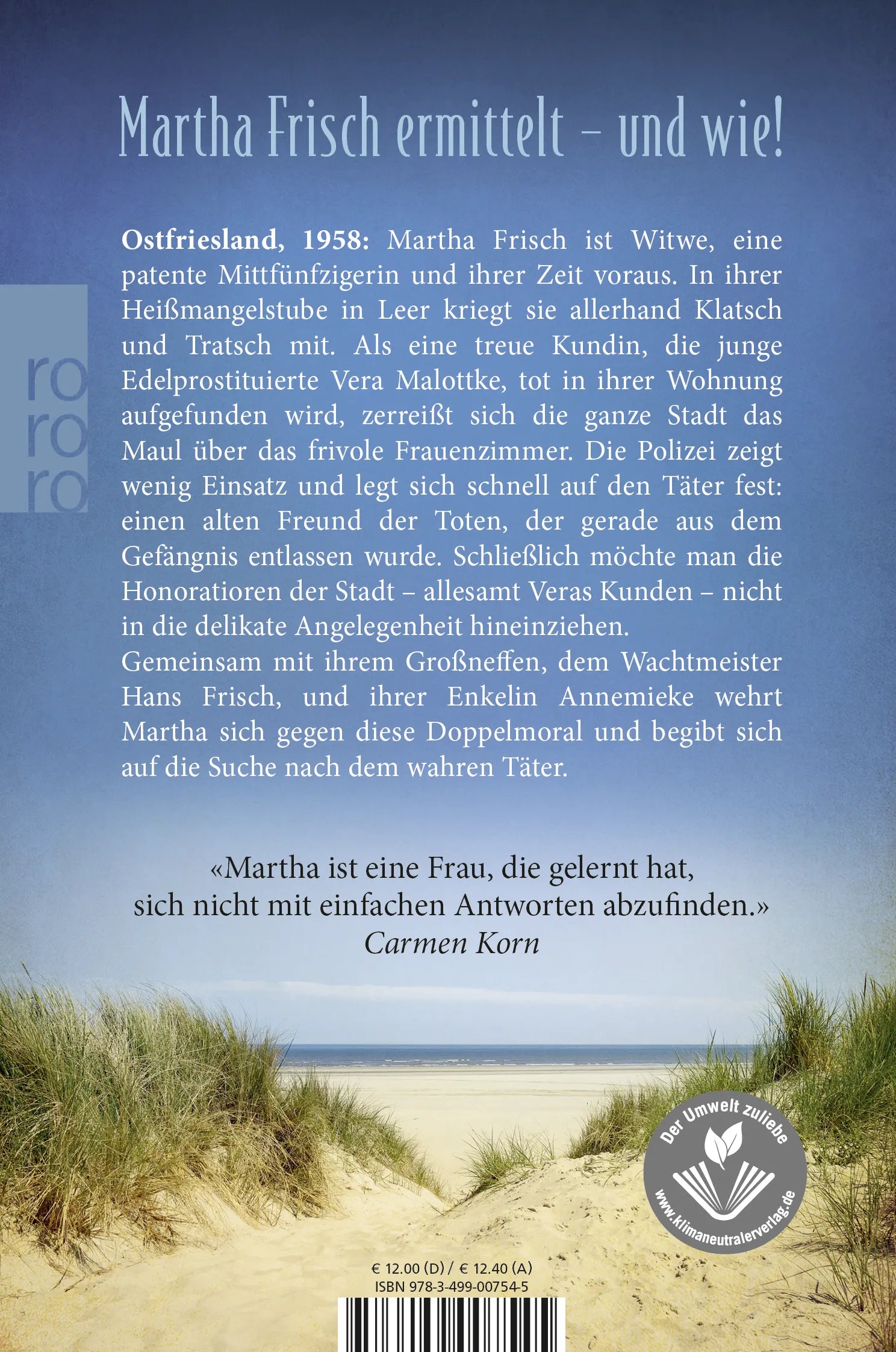 Buchrückseite von 'Frisch ermittelt: Der Fall Vera Malottke' mit Klappentext - Taschenbuch
