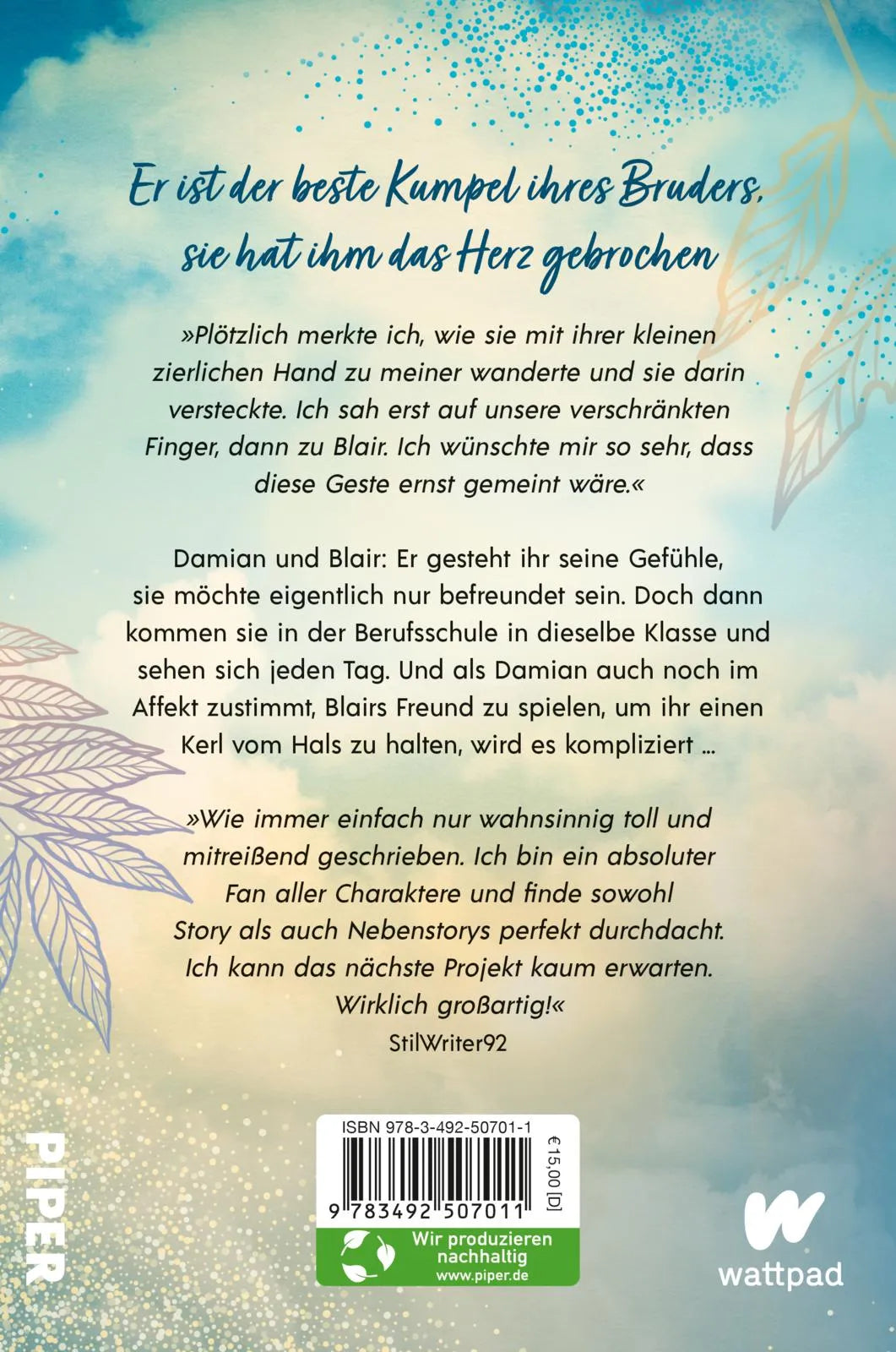 Buchrückseite von 'From Friendzone with Love' mit Klappentext - Paperback