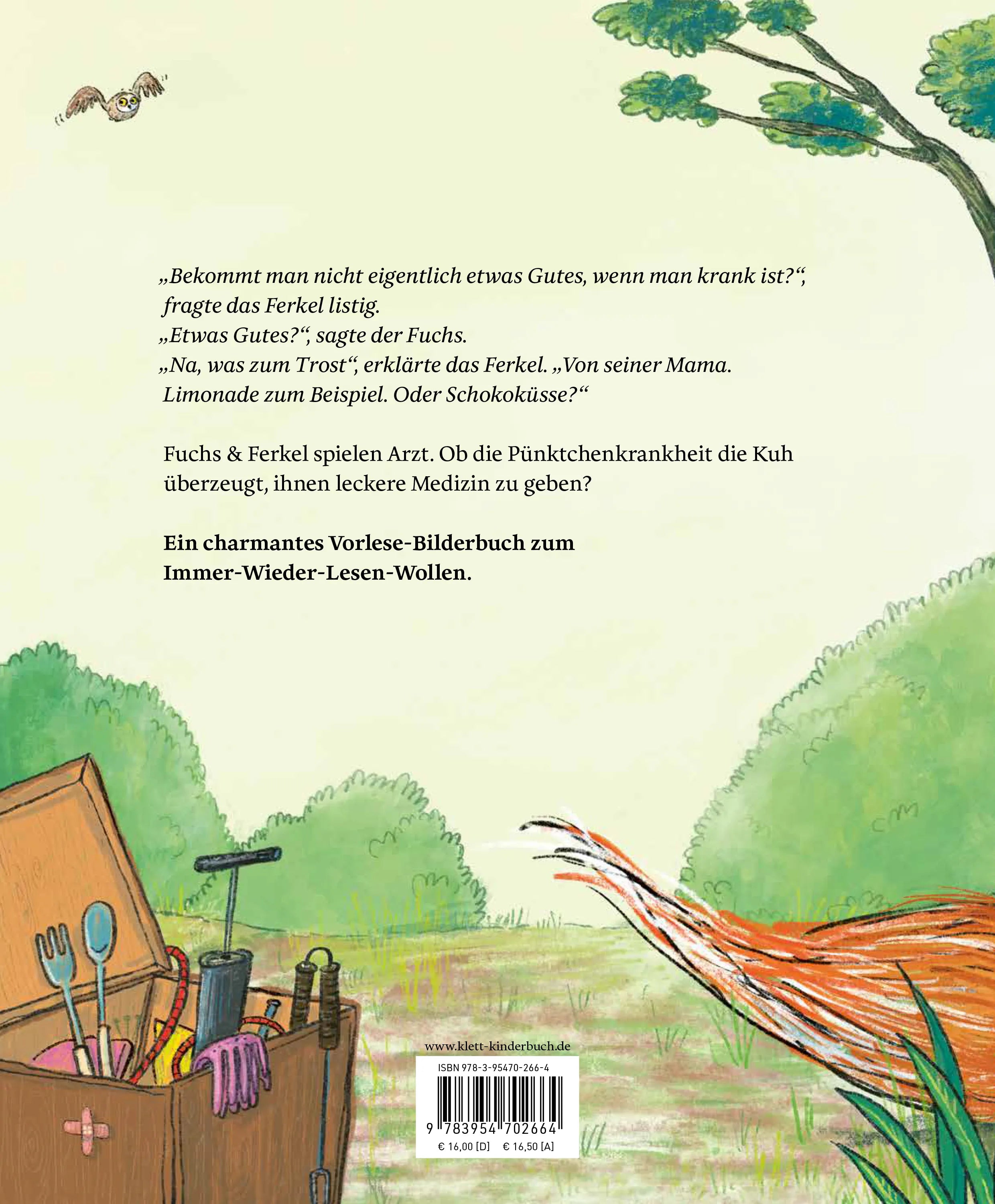 Buchrückseite von 'Fuchs & Ferkel - Torte auf Rezept | "Fuchs & Ferkel" Band 1' mit Klappentext - Gebundene Ausgabe