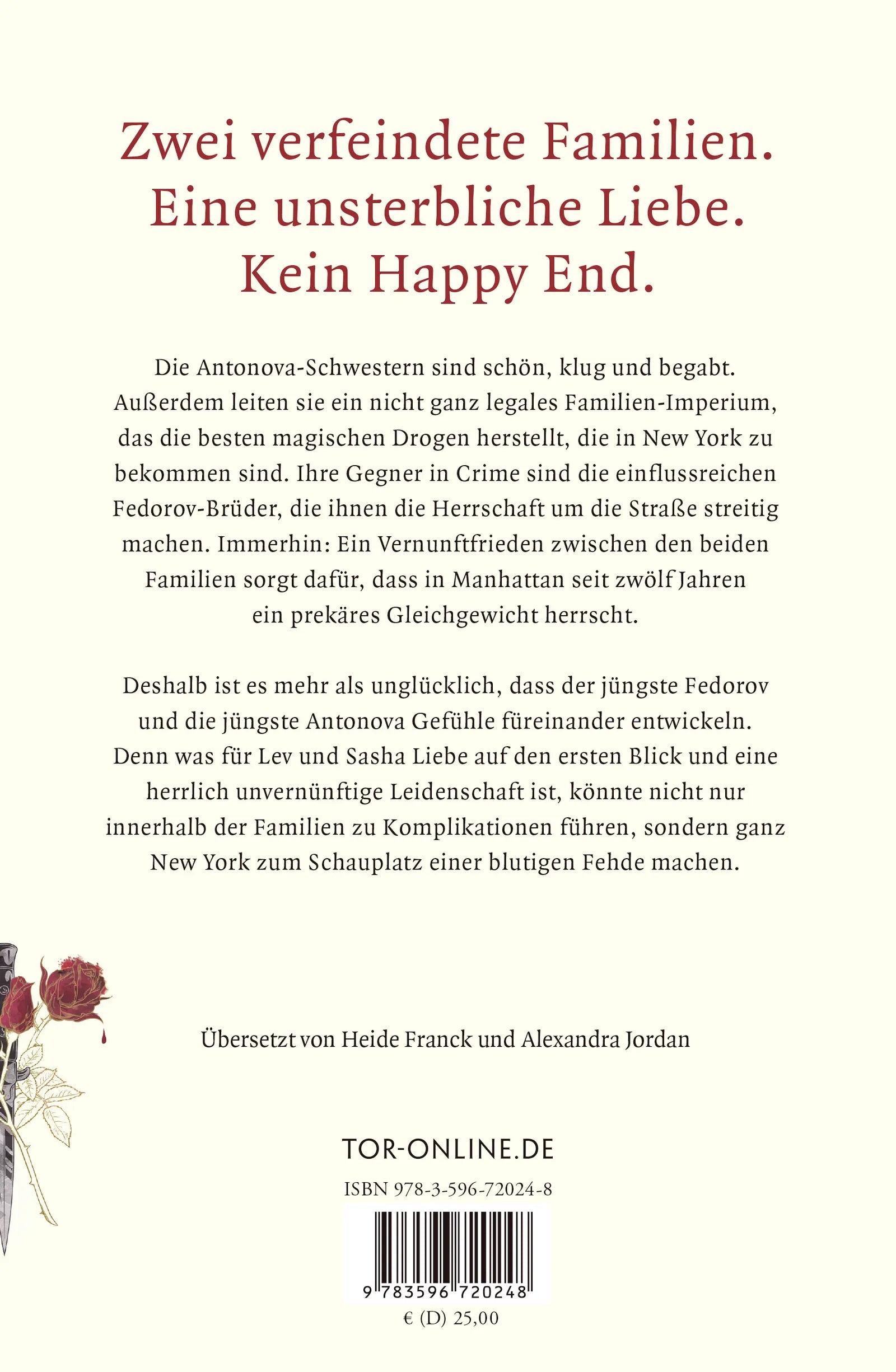 Buchrückseite von 'Für immer dein Feind' mit Klappentext - Gebundene Ausgabe