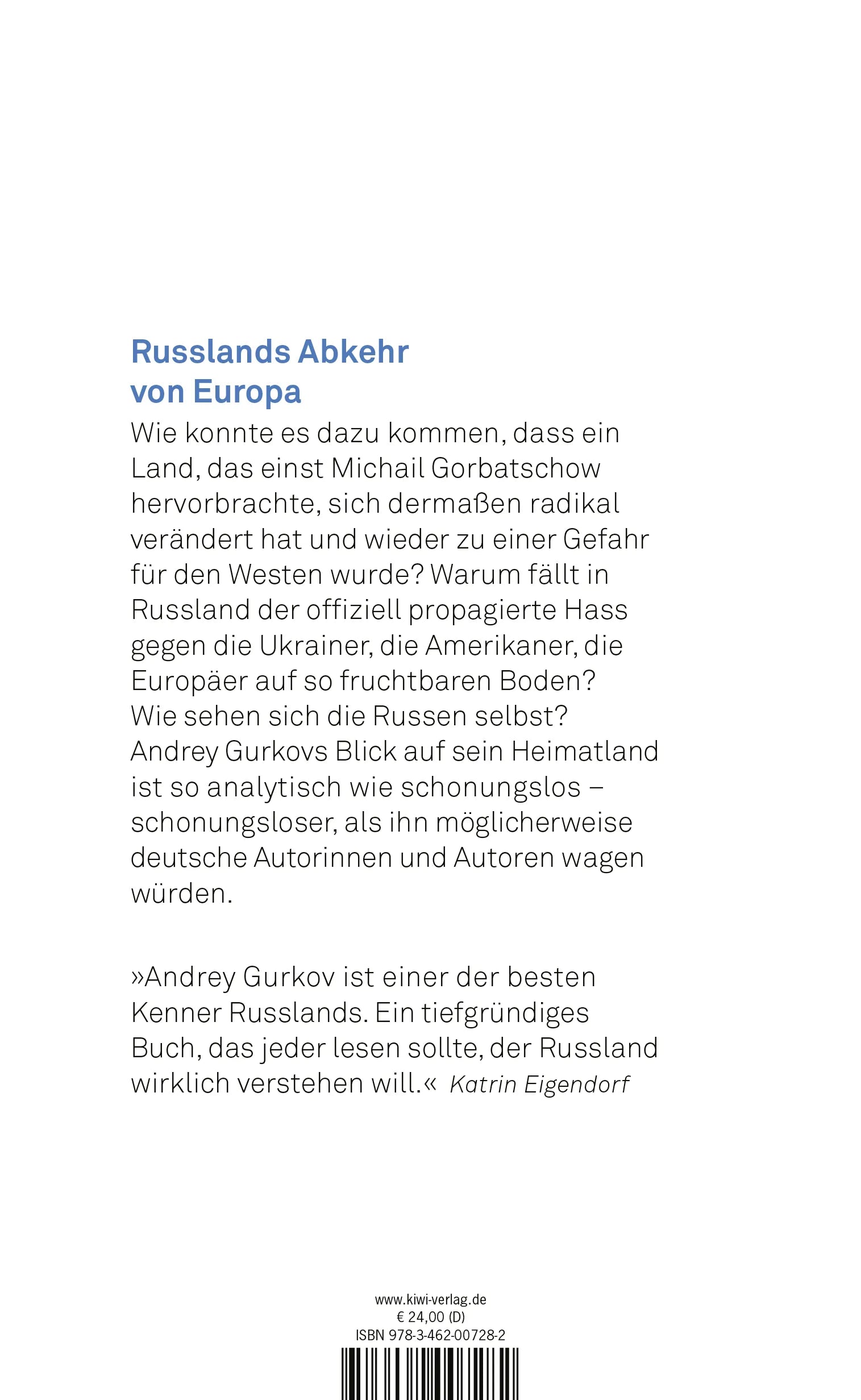 Buchrückseite von 'Für Russland ist Europa der Feind' mit Klappentext - Gebundene Ausgabe
