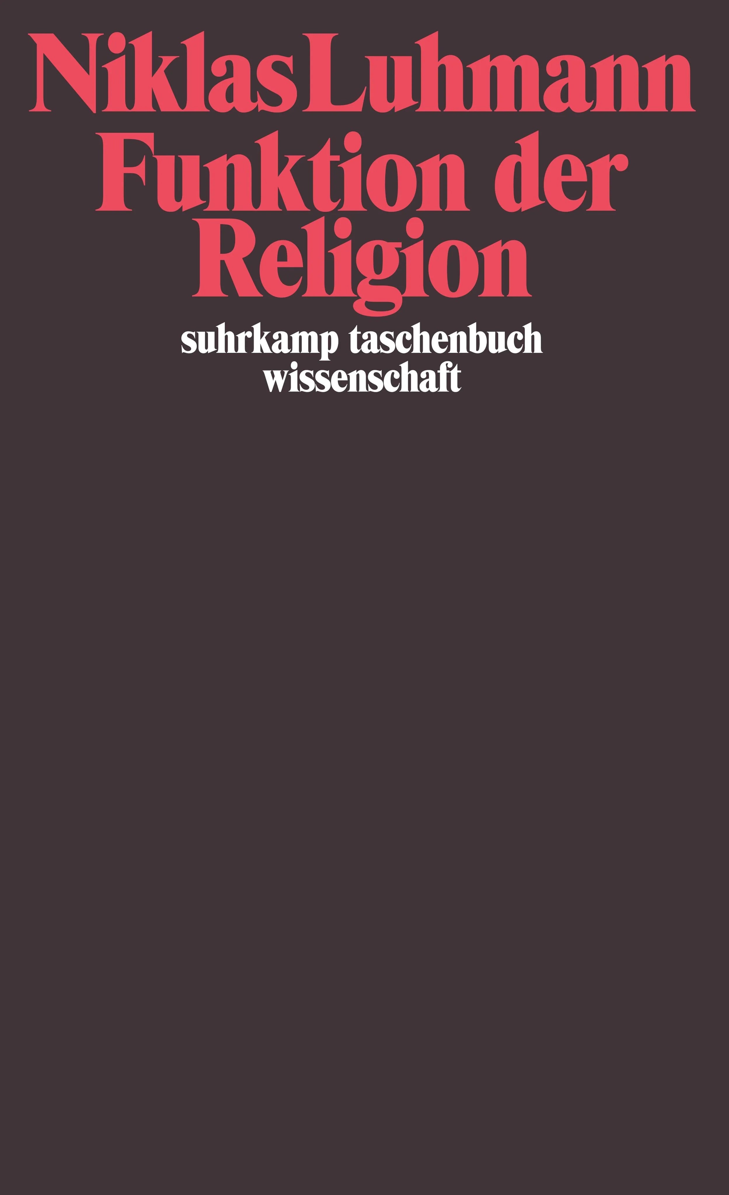 Buchcover von 'Funktion der Religion' - Taschenbuch von Niklas Luhmann