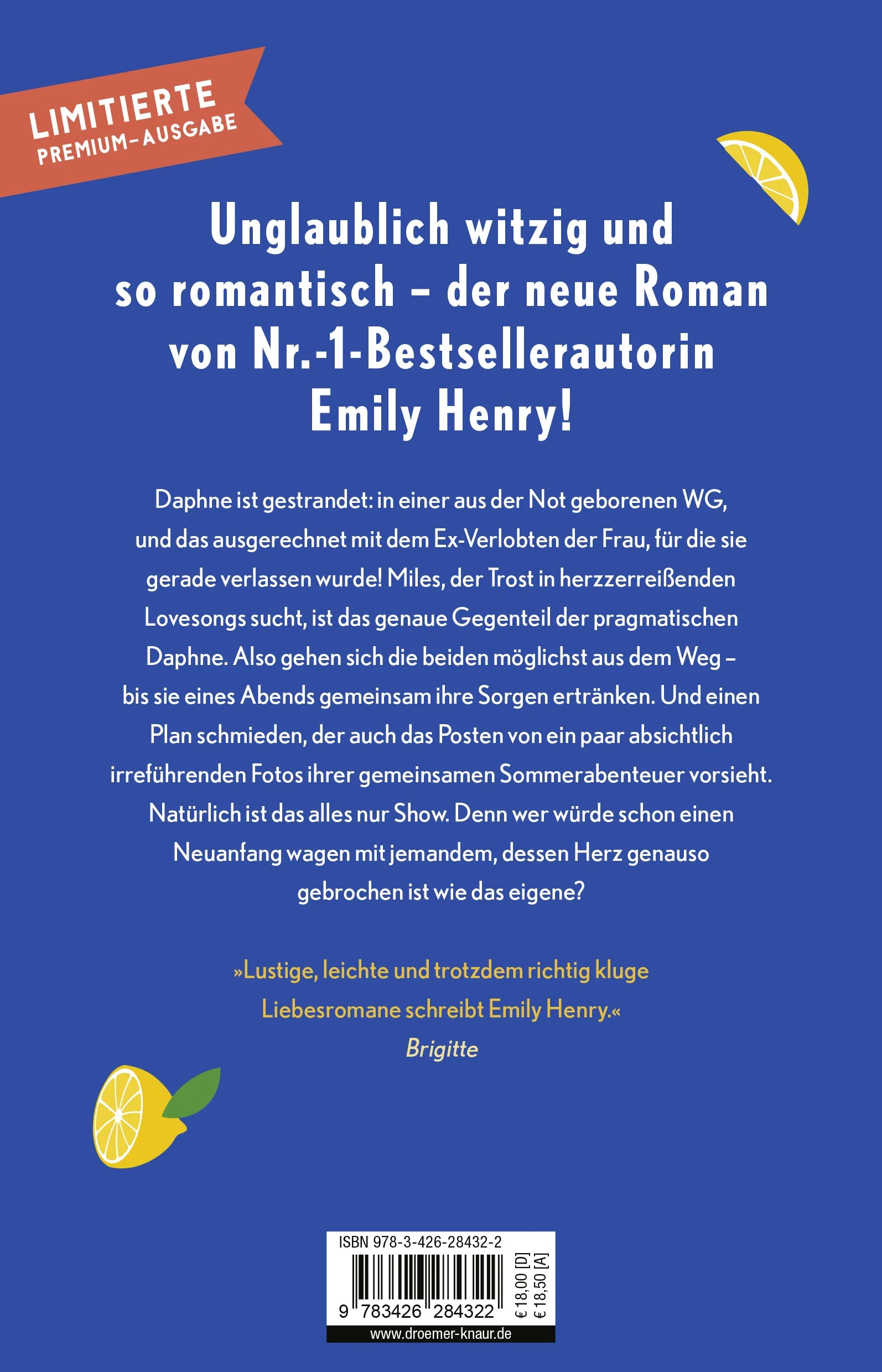 Buchrückseite von 'Funny Story' mit Klappentext - Paperback