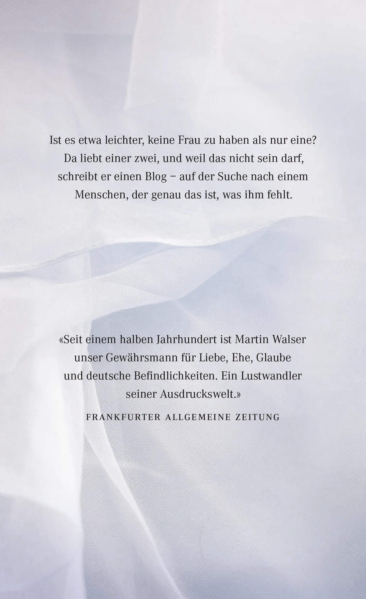 Buchrückseite von 'Gar alles oder Briefe an eine unbekannte Geliebte' mit Klappentext - Gebundene Ausgabe