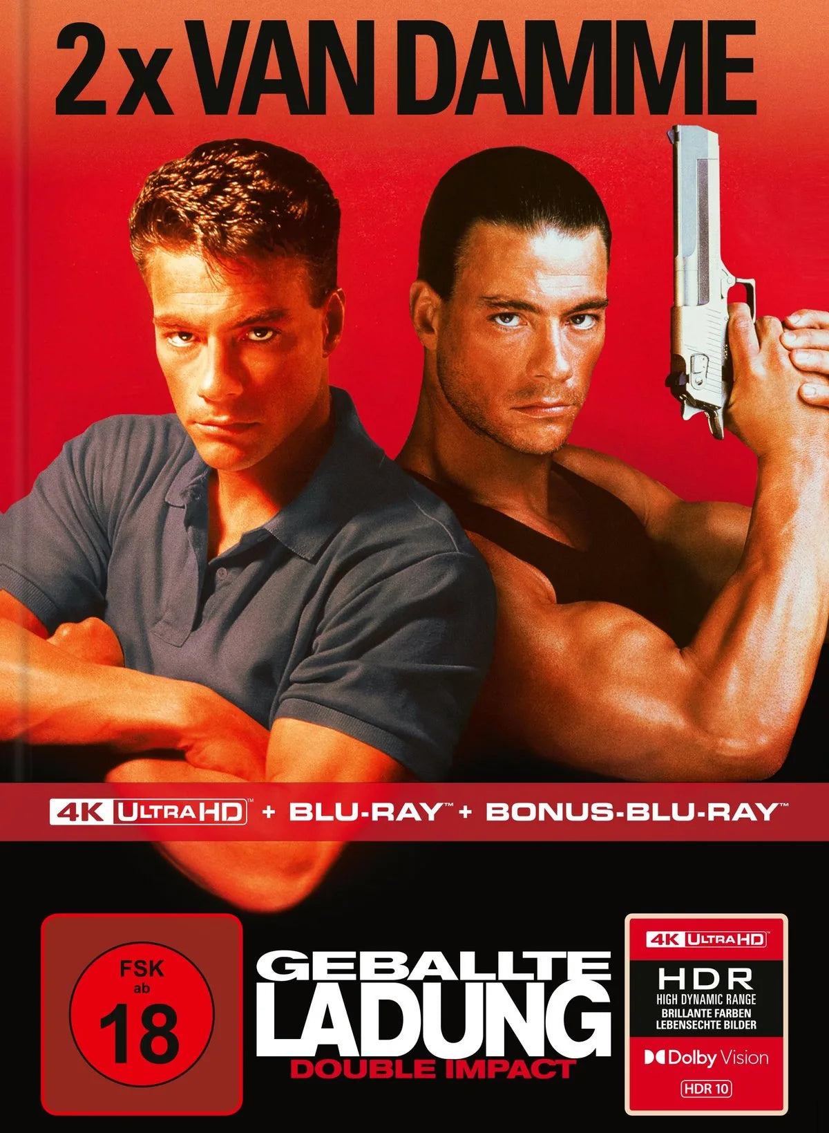 4K UHD Blu-ray-Cover: Geballte Ladung – Double Impact. Regie: Sheldon Lettich