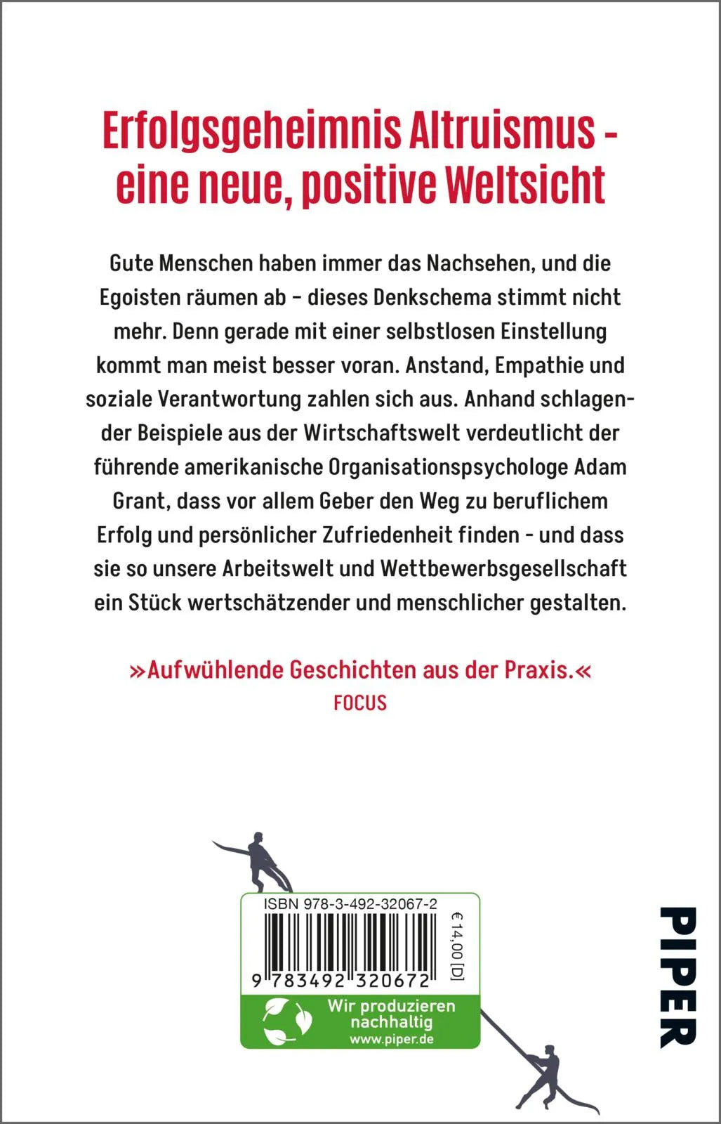 Buchrückseite von 'Geben und Nehmen' mit Klappentext - Taschenbuch