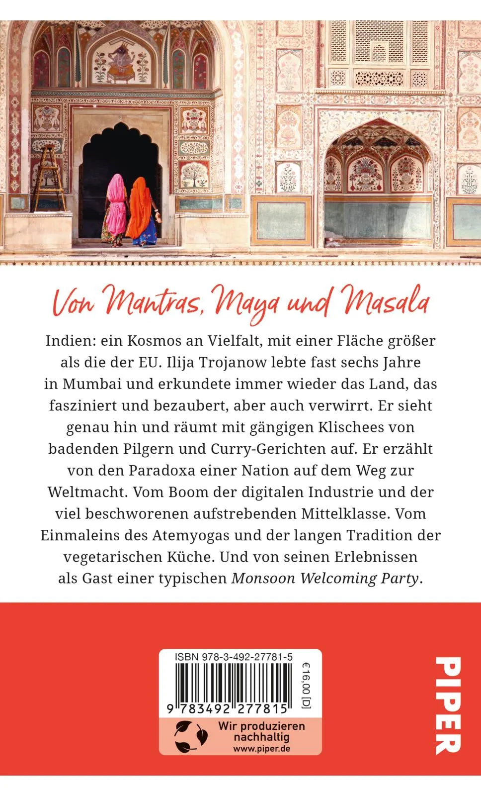 Buchrückseite von 'Gebrauchsanweisung für Indien' mit Klappentext - Taschenbuch