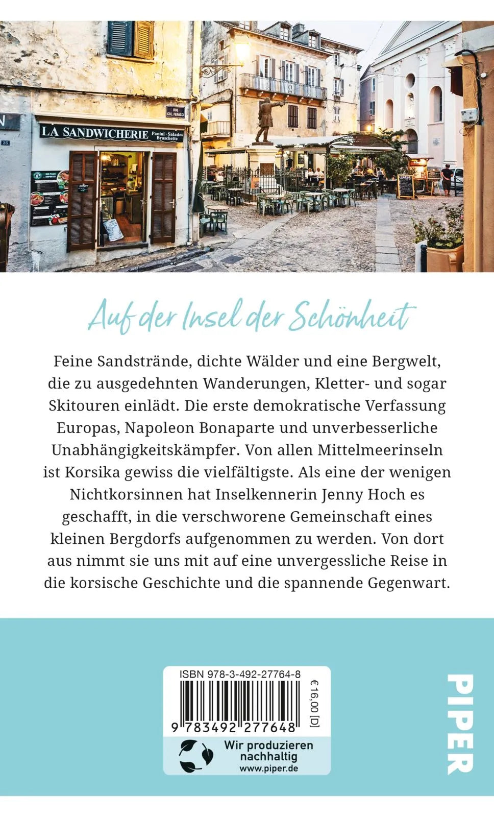 Buchrückseite von 'Gebrauchsanweisung für Korsika' mit Klappentext - Taschenbuch