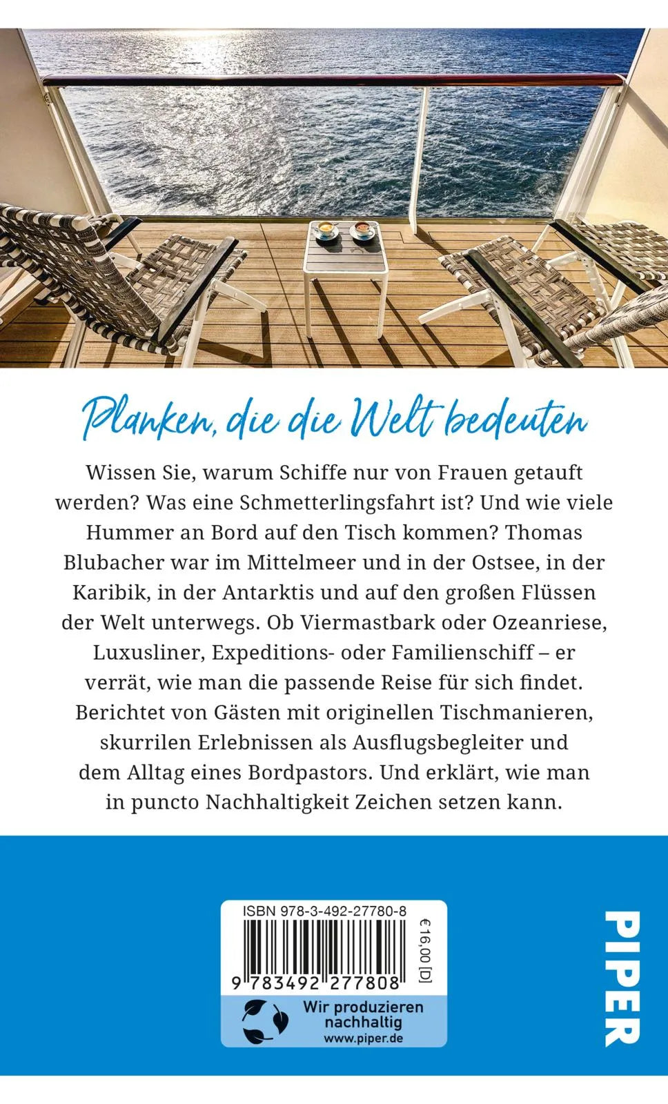 Buchrückseite von 'Gebrauchsanweisung für Kreuzfahrten' mit Klappentext - Taschenbuch