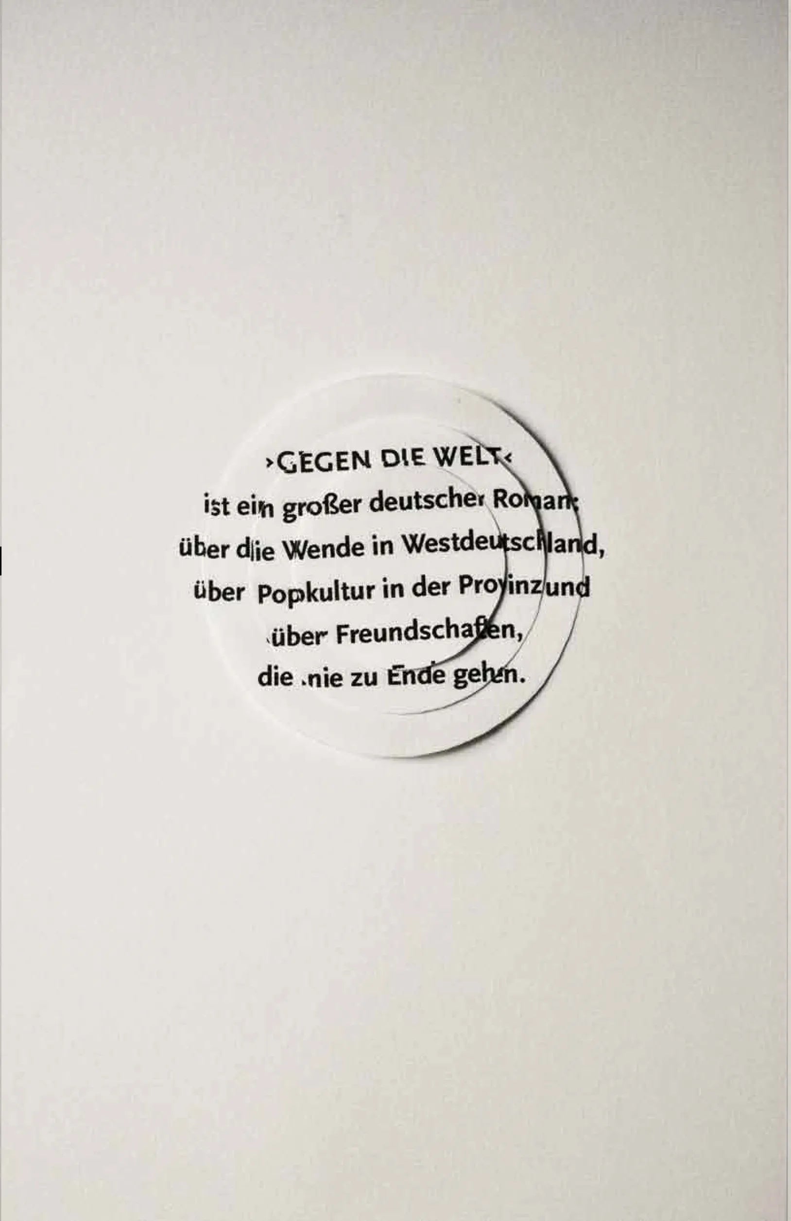 Buchrückseite von 'Gegen die Welt' mit Klappentext - Gebundene Ausgabe