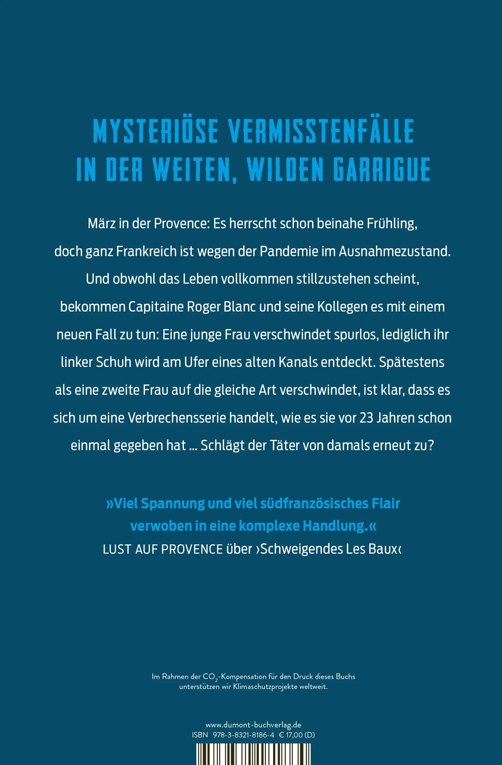 Buchrückseite von 'Geheimnisvolle Garrigue' mit Klappentext - Paperback