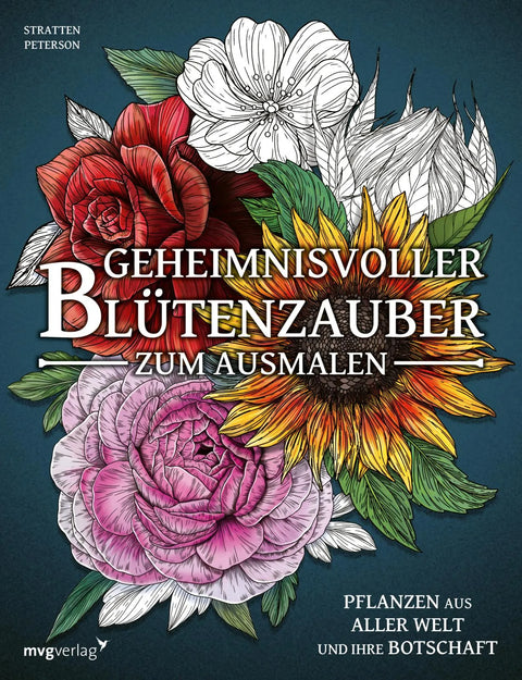 Geheimnisvoller Blütenzauber zum Ausmalen
