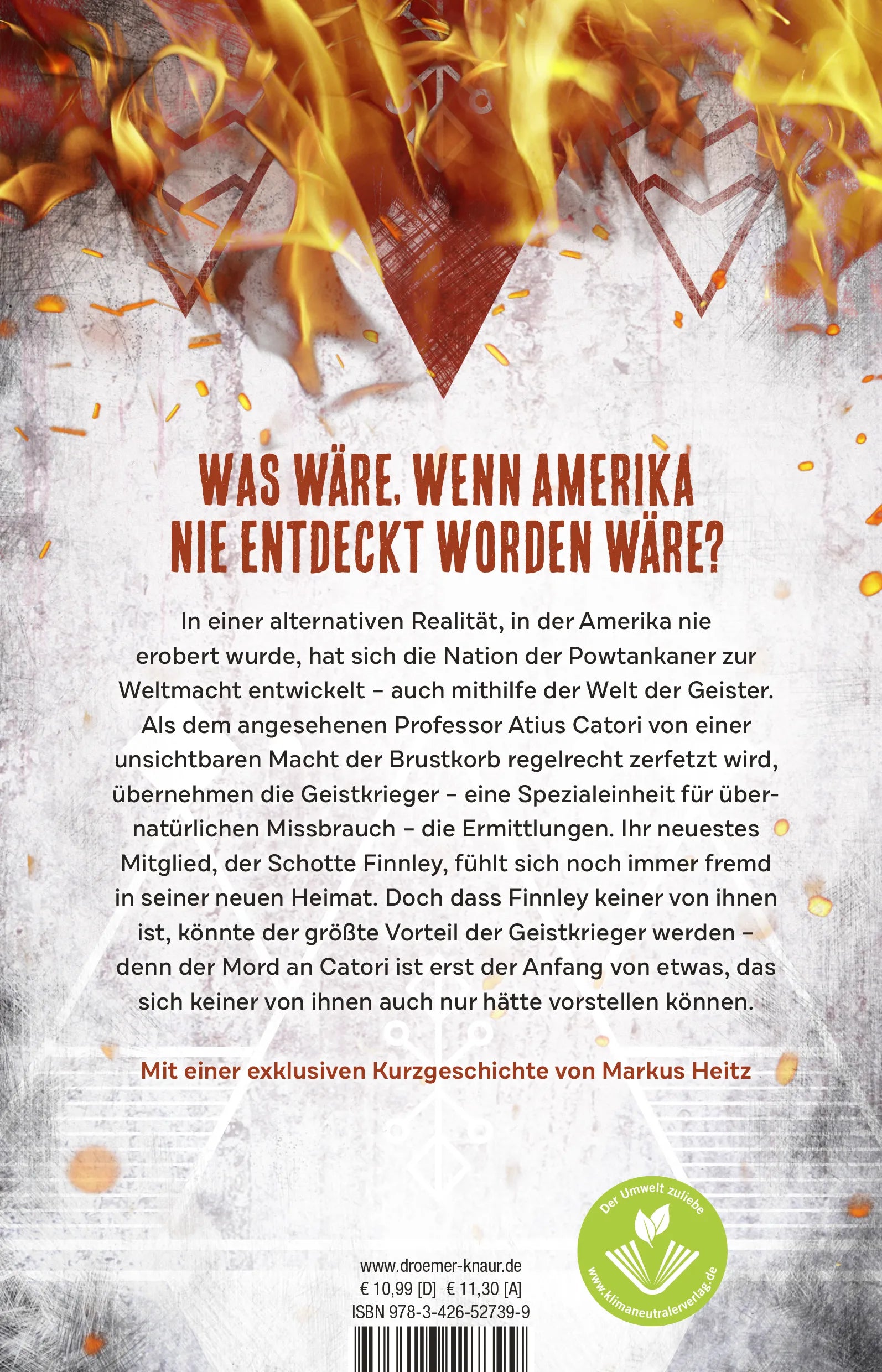 Buchrückseite von 'Geistkrieger: Feuertaufe' mit Klappentext - Taschenbuch