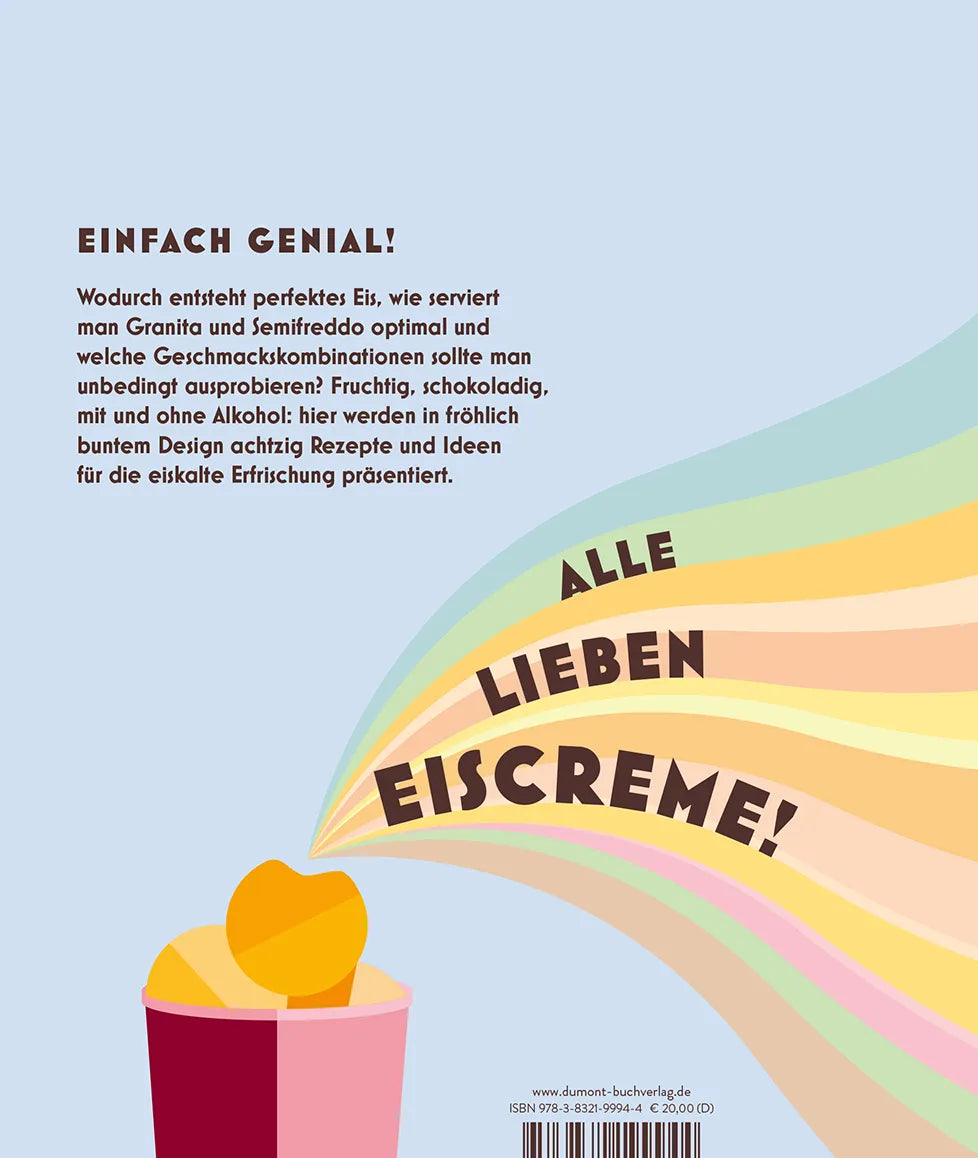 Buchrückseite von 'Gelato Geniale' mit Klappentext - Gebundene Ausgabe