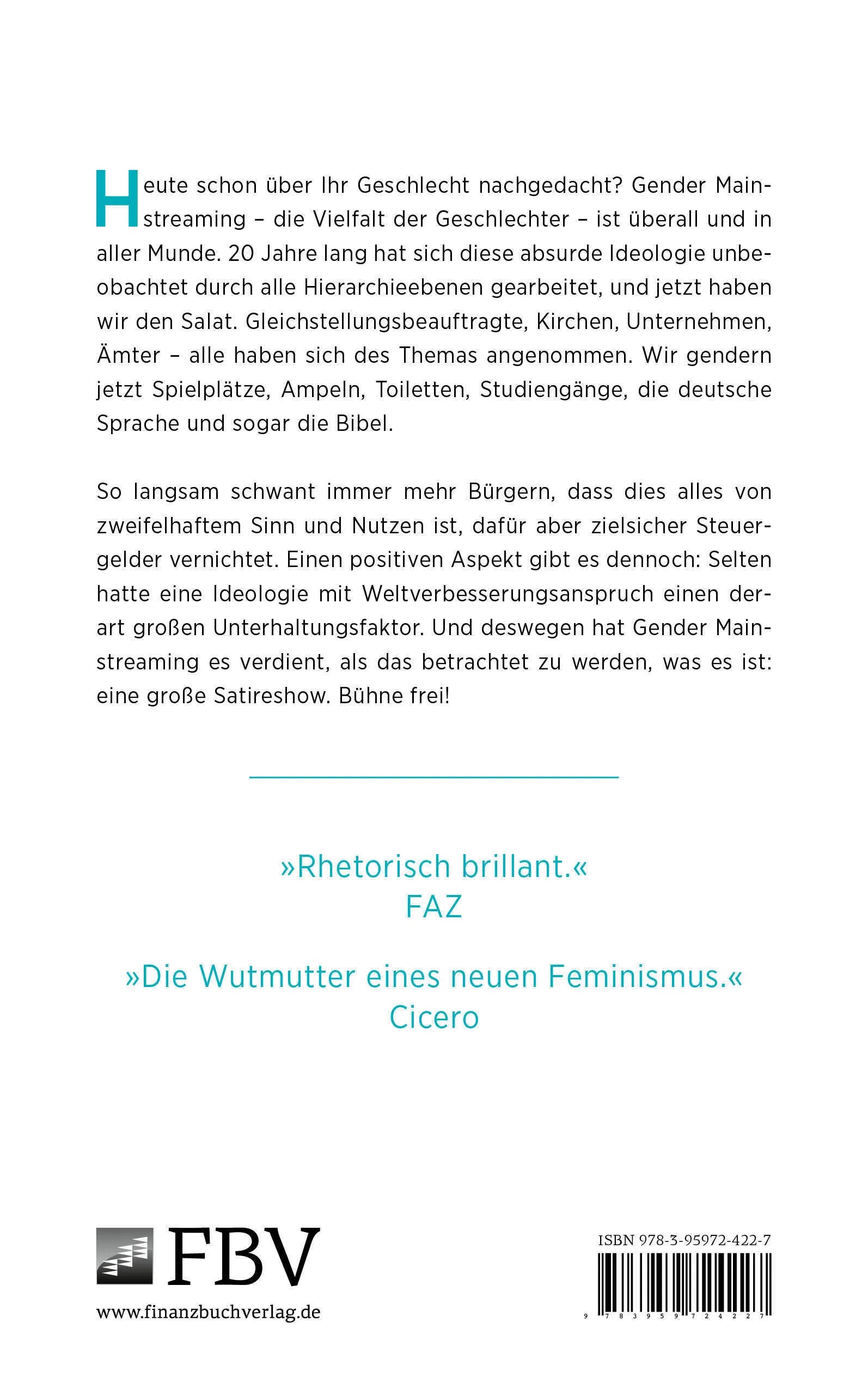Buchrückseite von 'Gendergaga' mit Klappentext - Taschenbuch