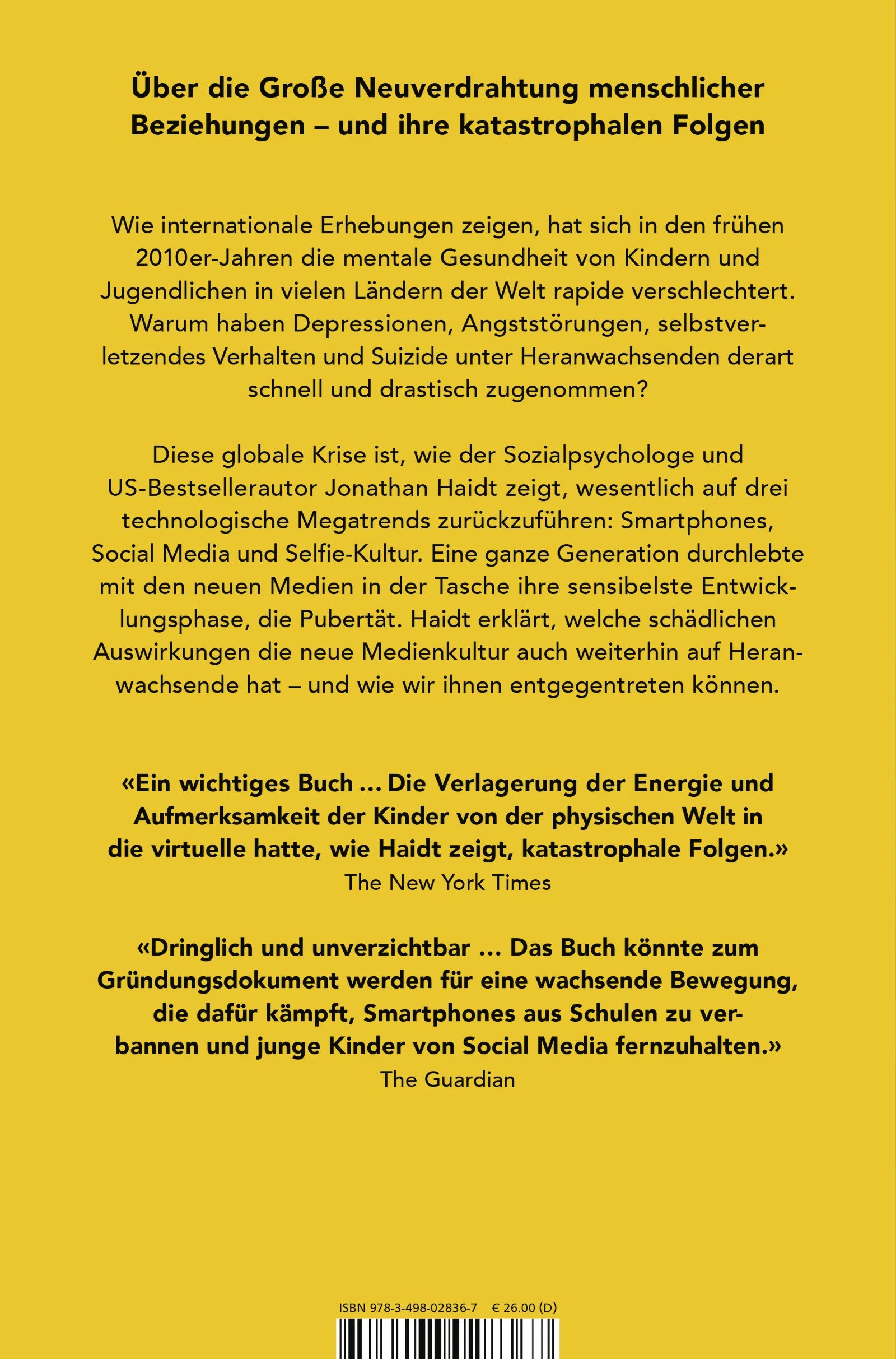 Buchrückseite von 'Generation Angst' mit Klappentext - Gebundene Ausgabe