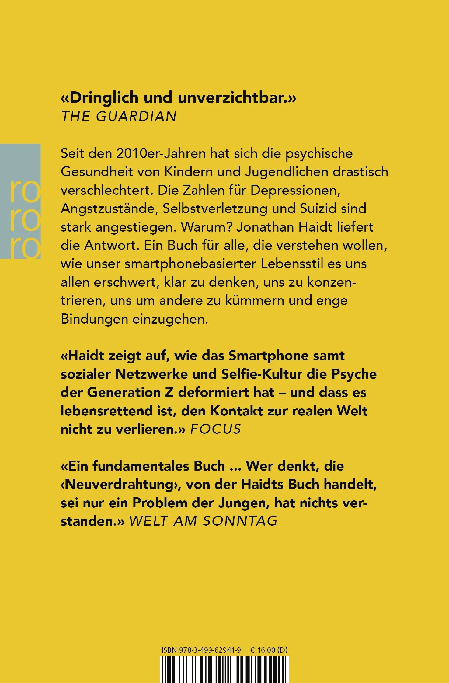 Buchrückseite von 'Generation Angst' mit Klappentext - Taschenbuch