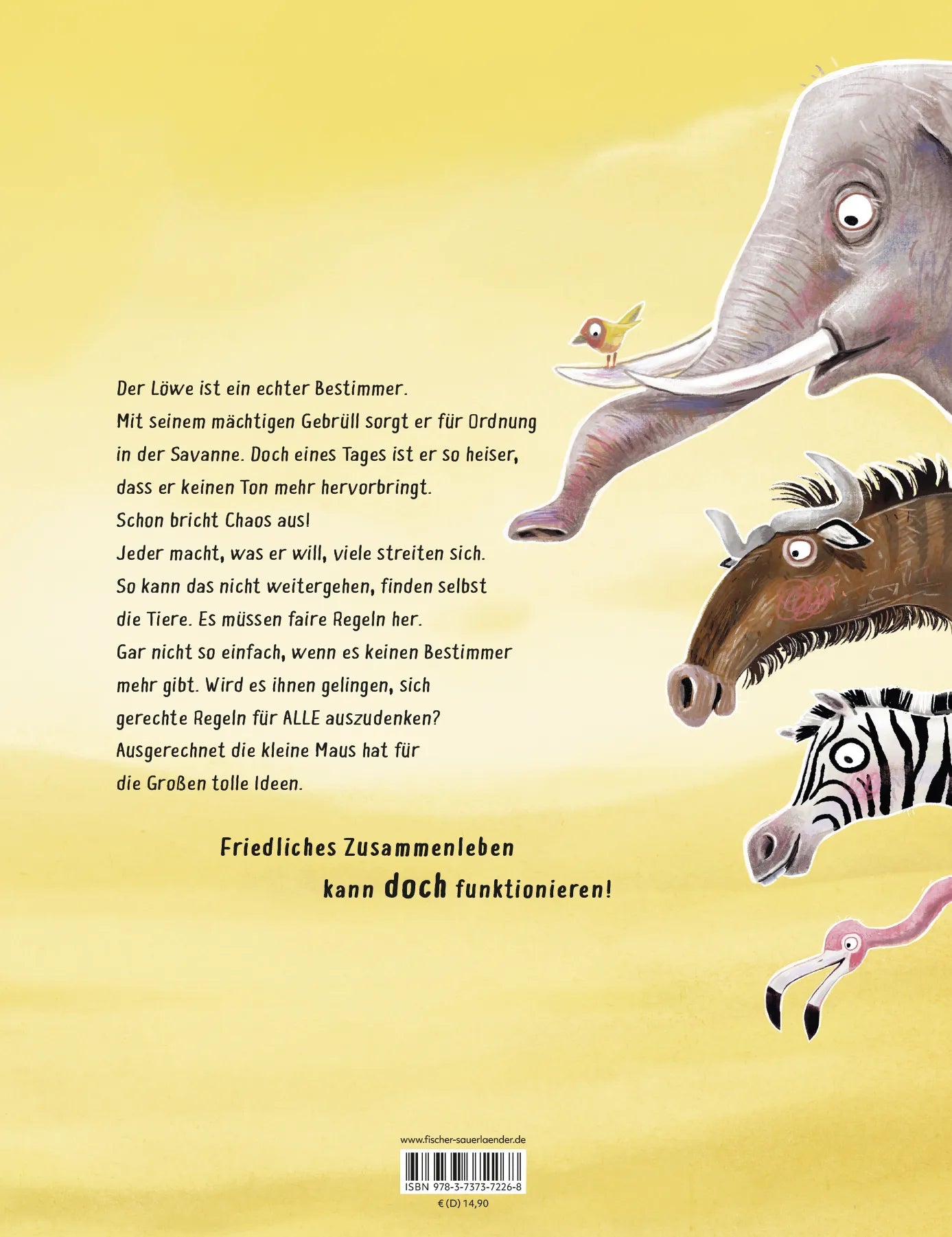 Buchrückseite von 'Genug gebrüllt, Löwe – jetzt bestimmen wir' mit Klappentext - Gebundene Ausgabe