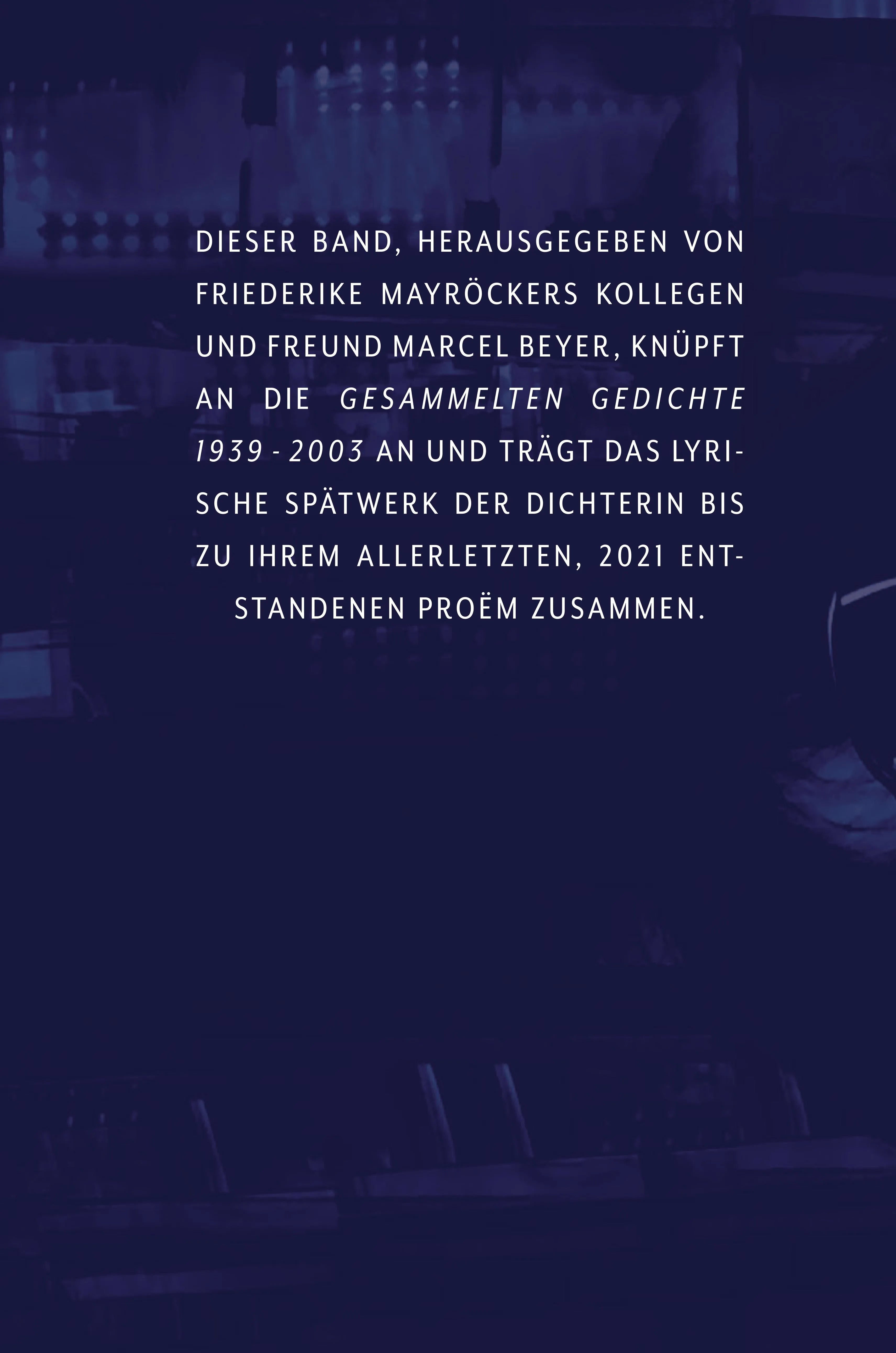 Buchrückseite von 'Gesammelte Gedichte' mit Klappentext - Gebundene Ausgabe