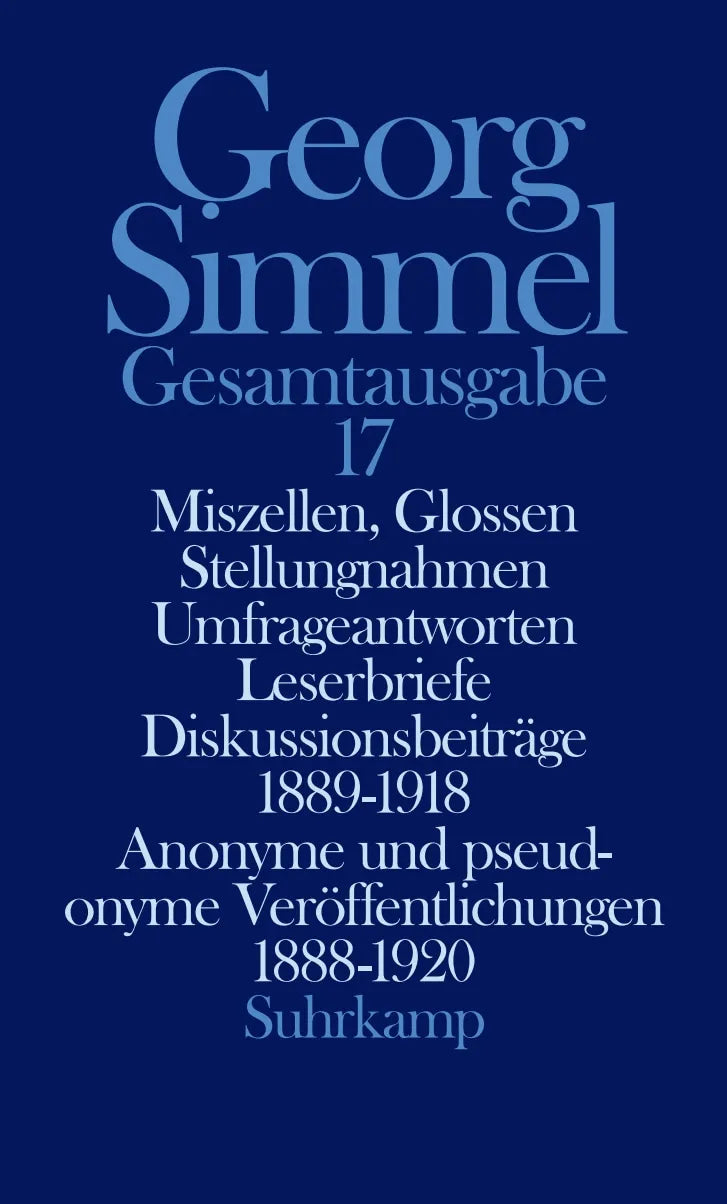 Buchcover von 'Gesamtausgabe in 24 Bänden' - Gebundene Ausgabe von Georg Simmel