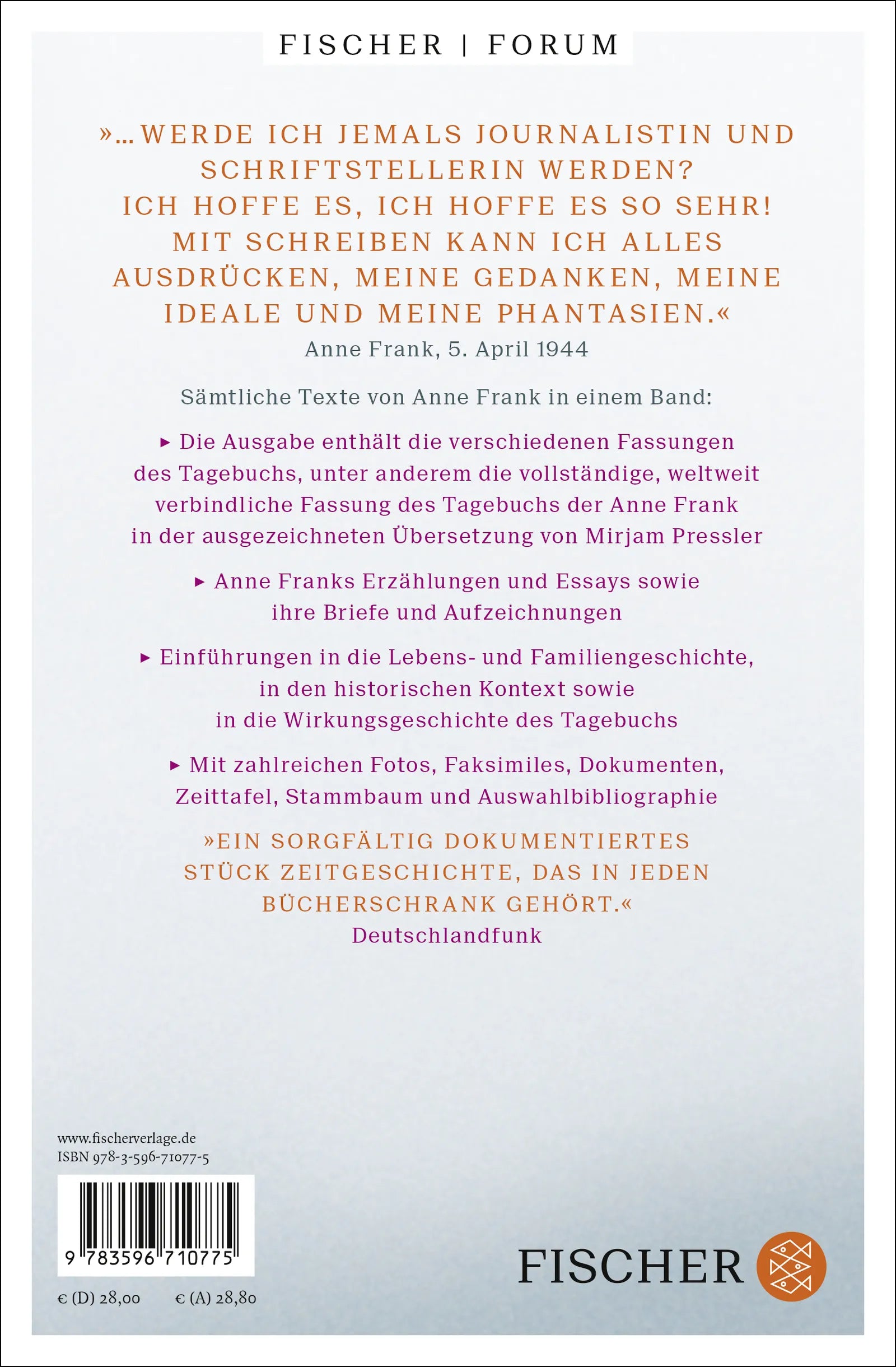 Buchrückseite von 'Gesamtausgabe' mit Klappentext - Paperback