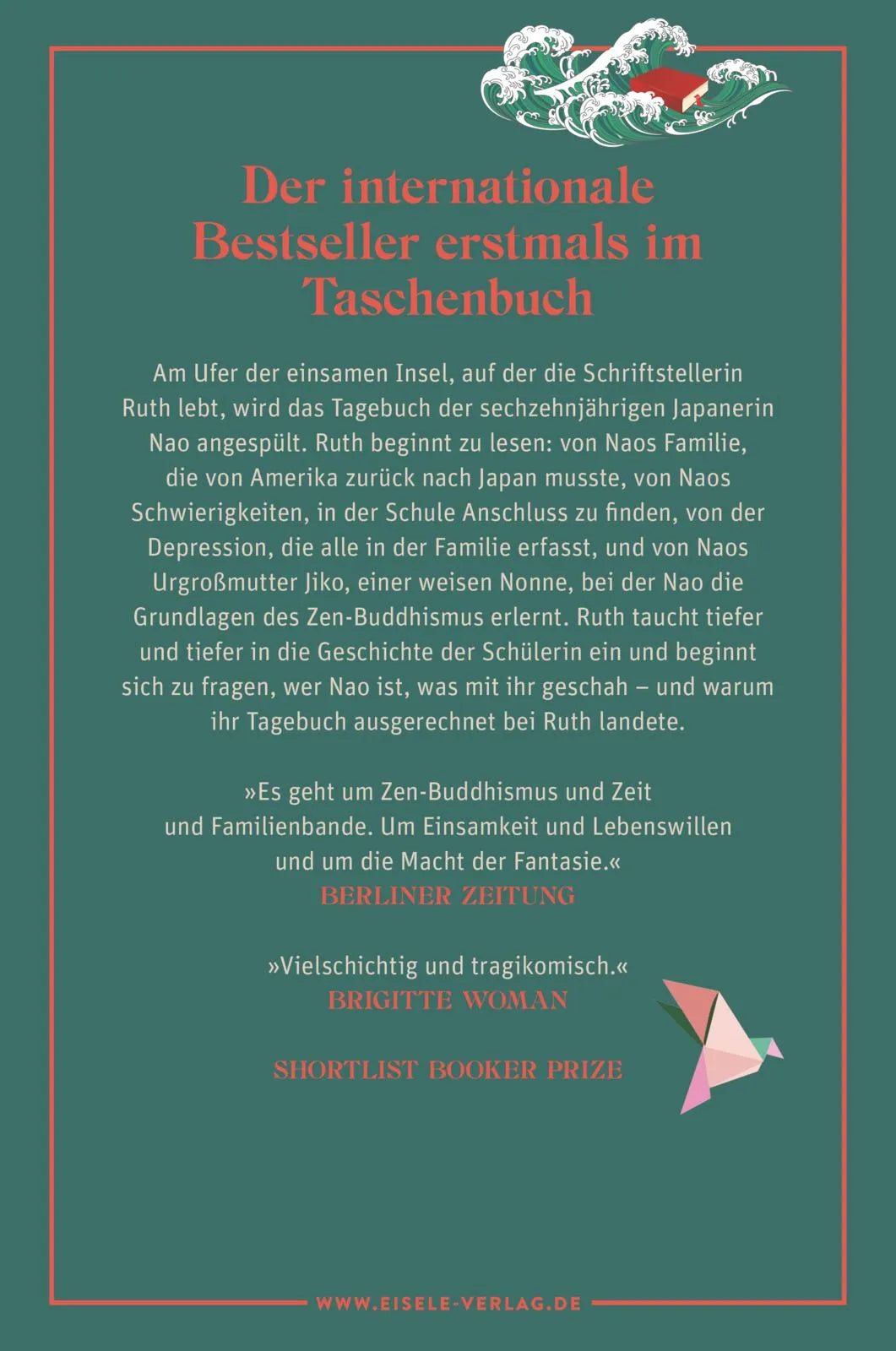 Buchrückseite von 'Geschichte für einen Augenblick' mit Klappentext - Paperback