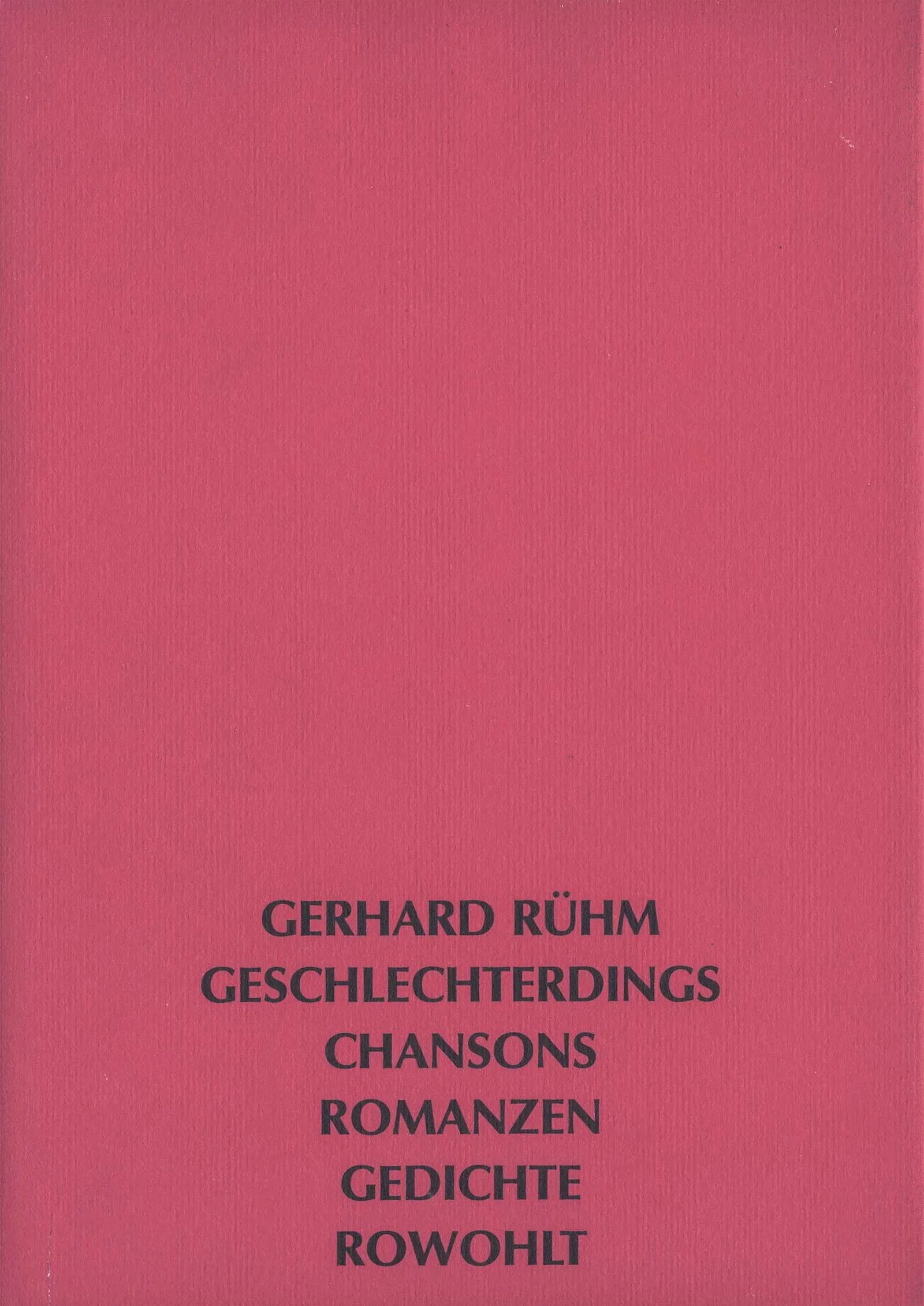 Buchcover von 'Geschlechterdings' - Gebundene Ausgabe von Gerhard Rühm