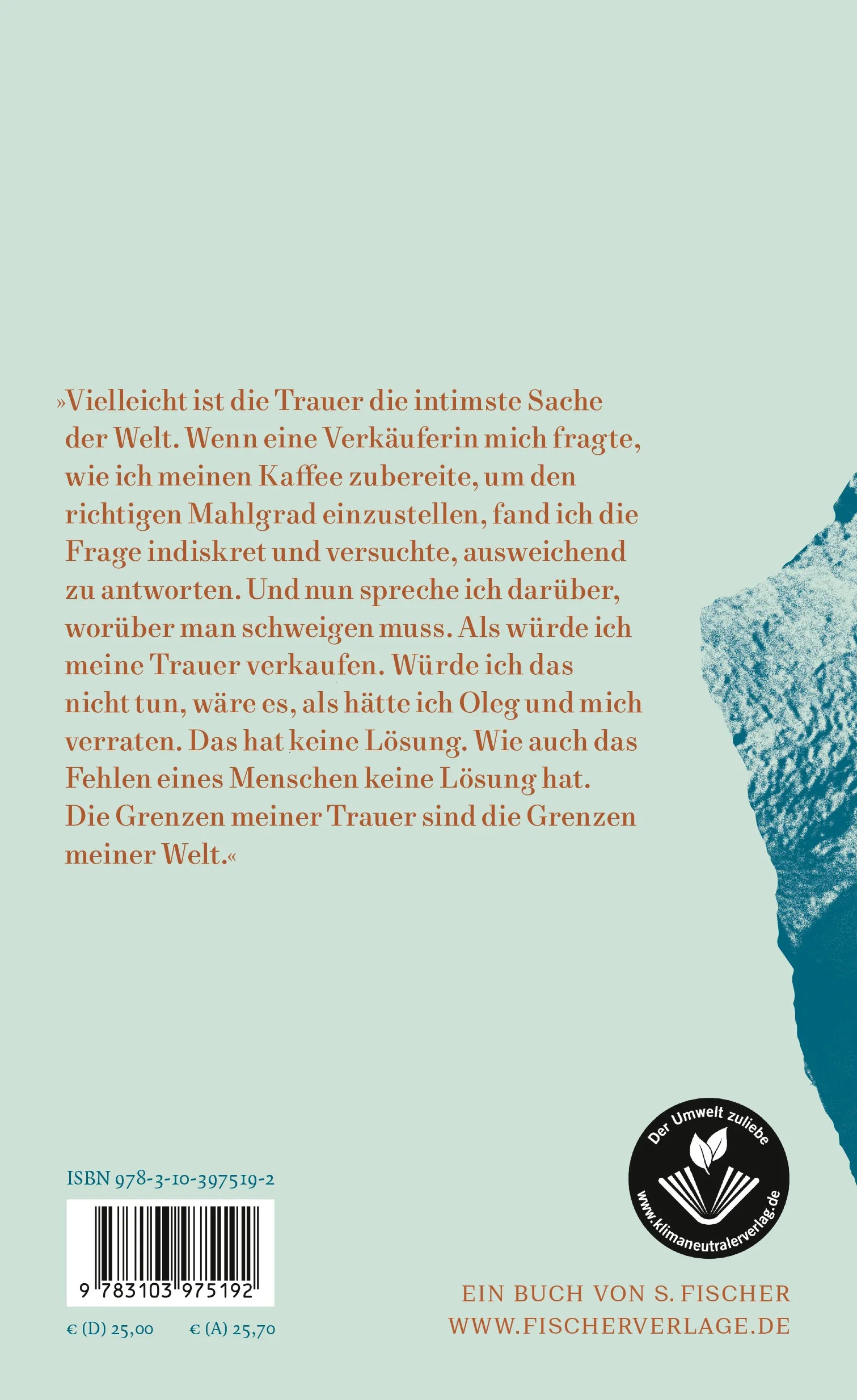 Buchrückseite von 'Gespräch über die Trauer' mit Klappentext - Gebundene Ausgabe