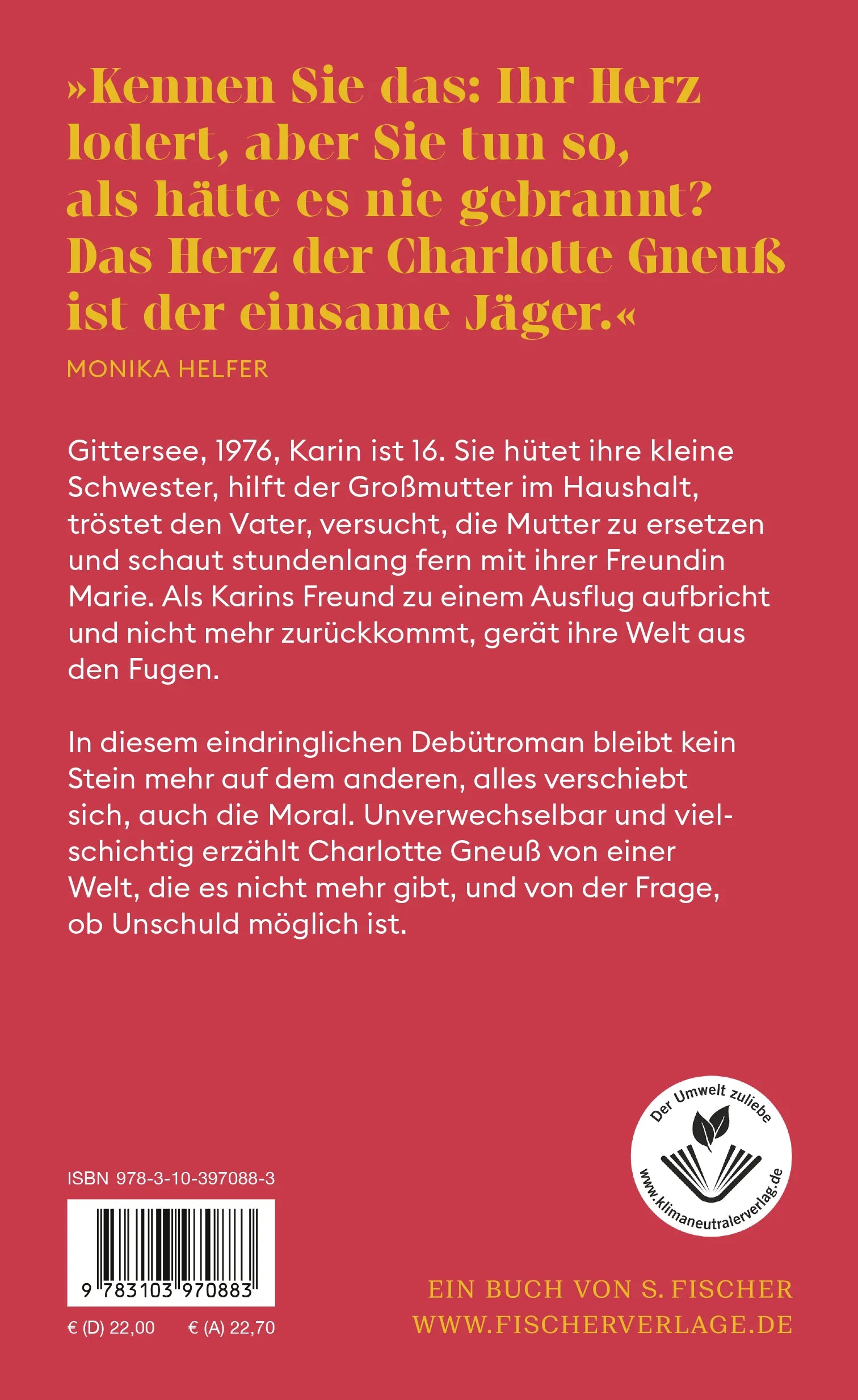 Buchrückseite von 'Gittersee' mit Klappentext - Gebundene Ausgabe