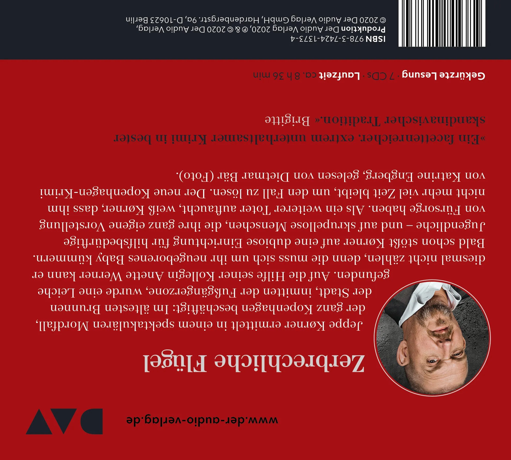 Buchrückseite von 'Glasflügel. Ein Kopenhagen-Thriller' mit Klappentext - Hörbuch (CD)