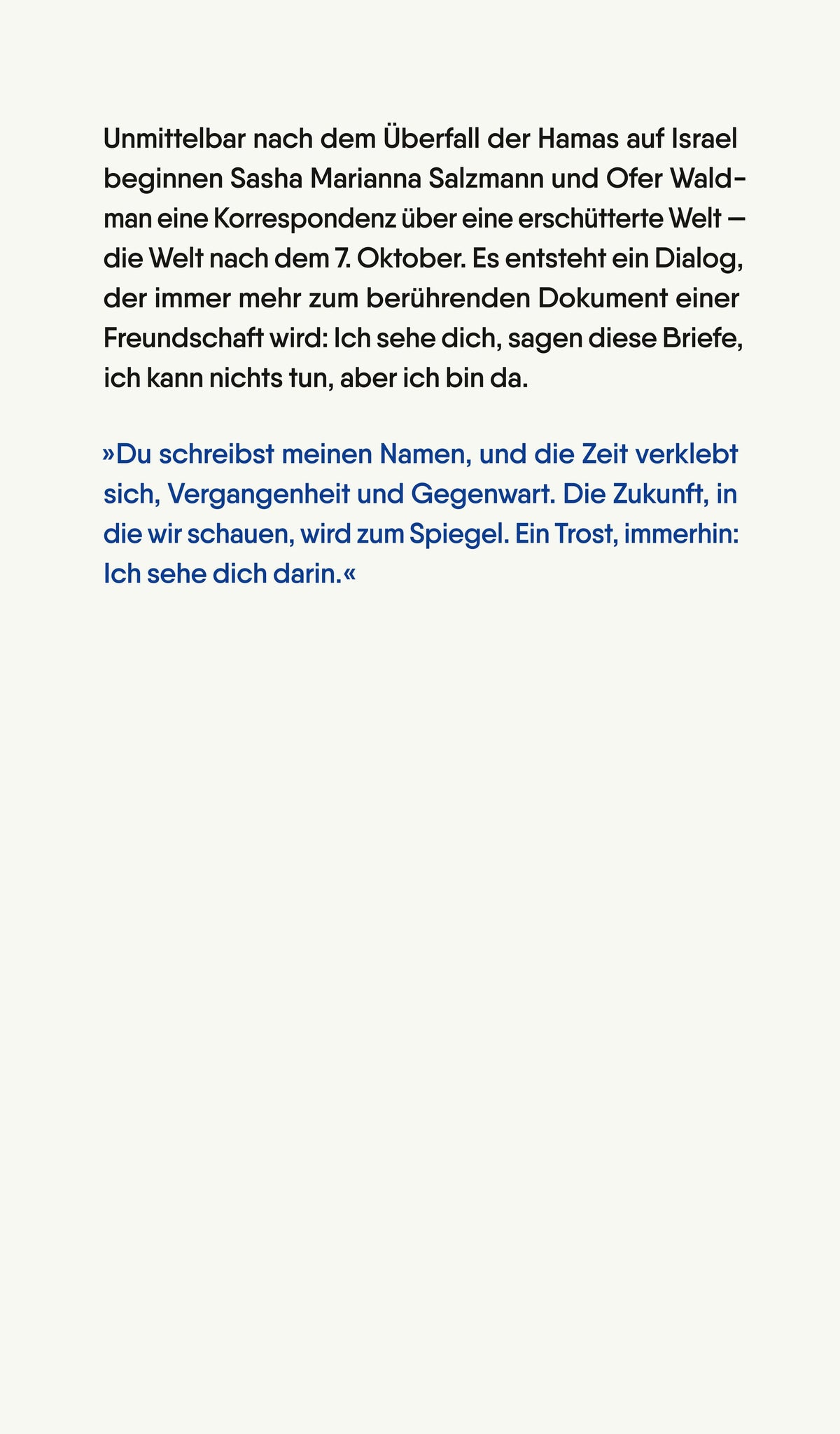 Buchrückseite von 'Gleichzeit' mit Klappentext - Gebundene Ausgabe