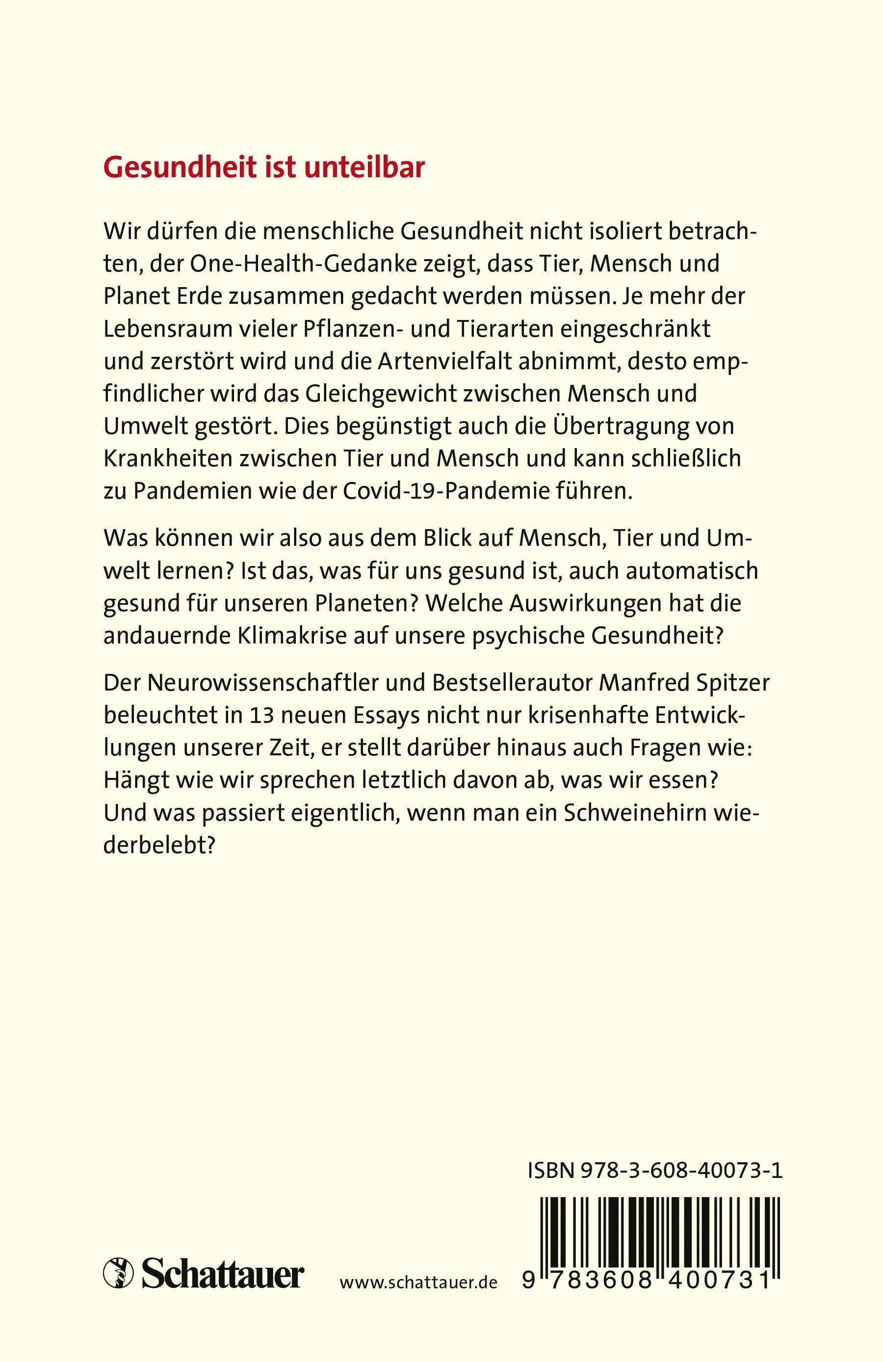 Buchrückseite von 'Globale Gesundheit' mit Klappentext - Paperback
