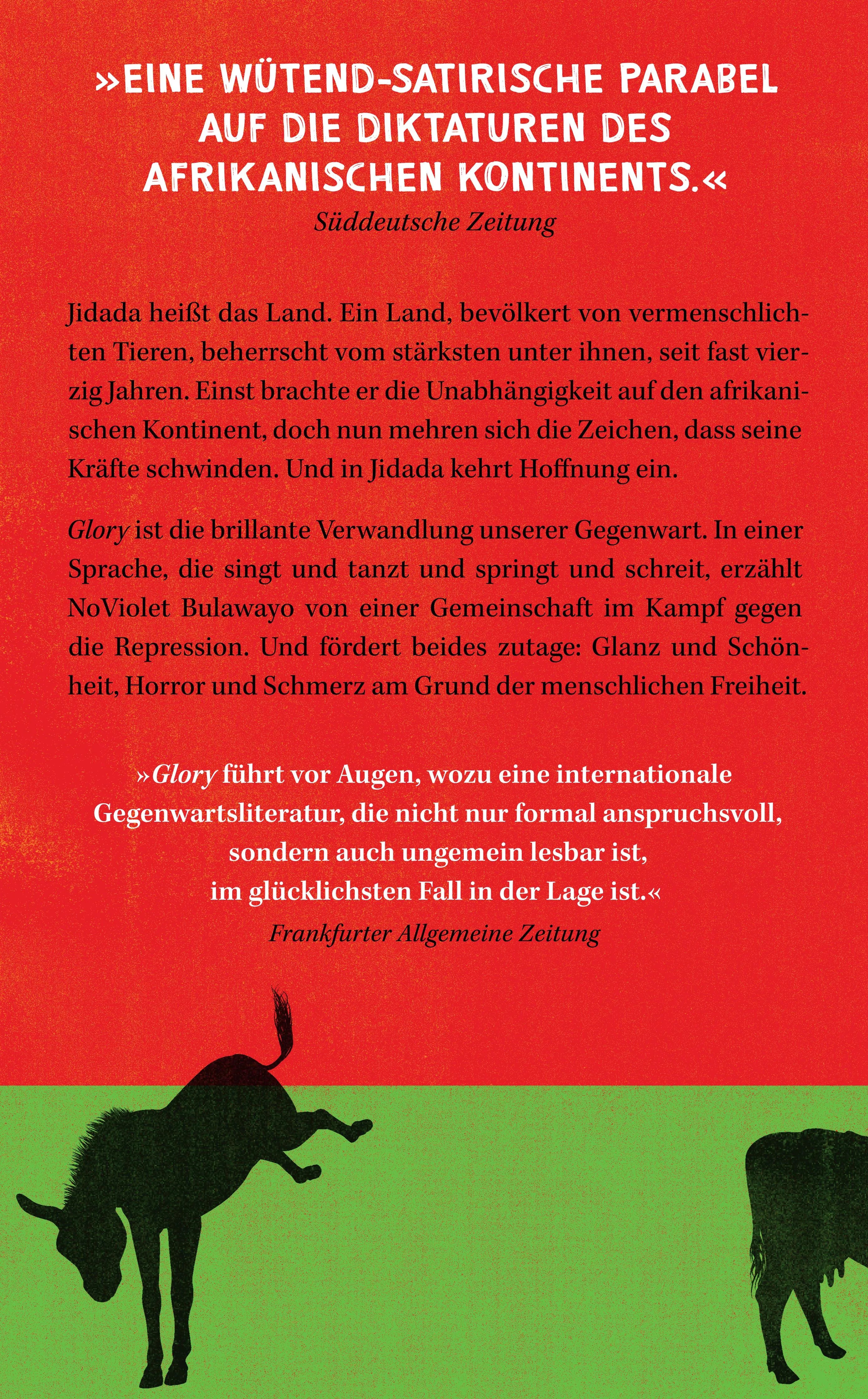 Buchrückseite von 'Glory' mit Klappentext - Taschenbuch