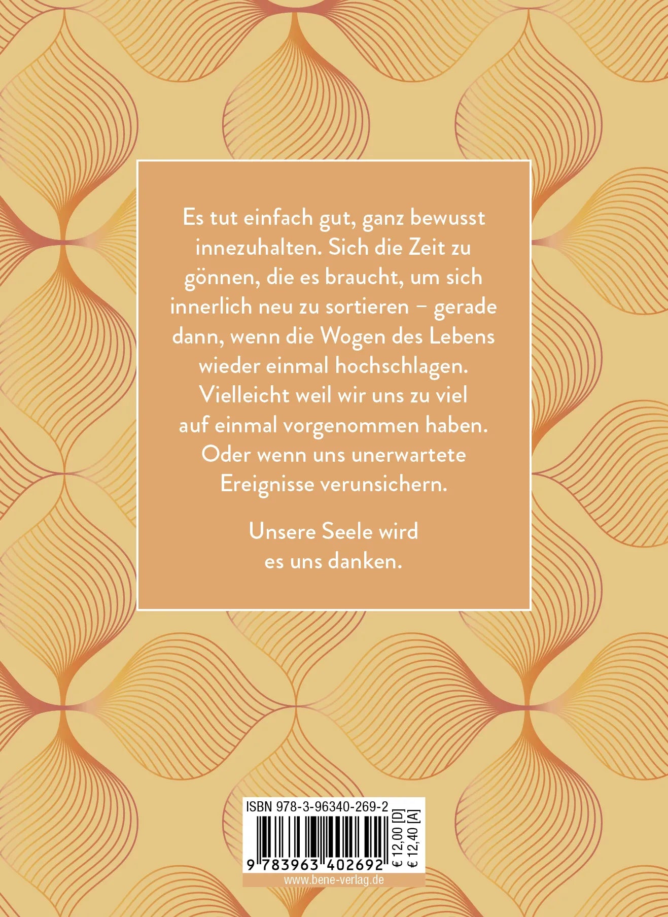 Buchrückseite von 'Gönn dir Zeit zu leben' mit Klappentext - Gebundene Ausgabe