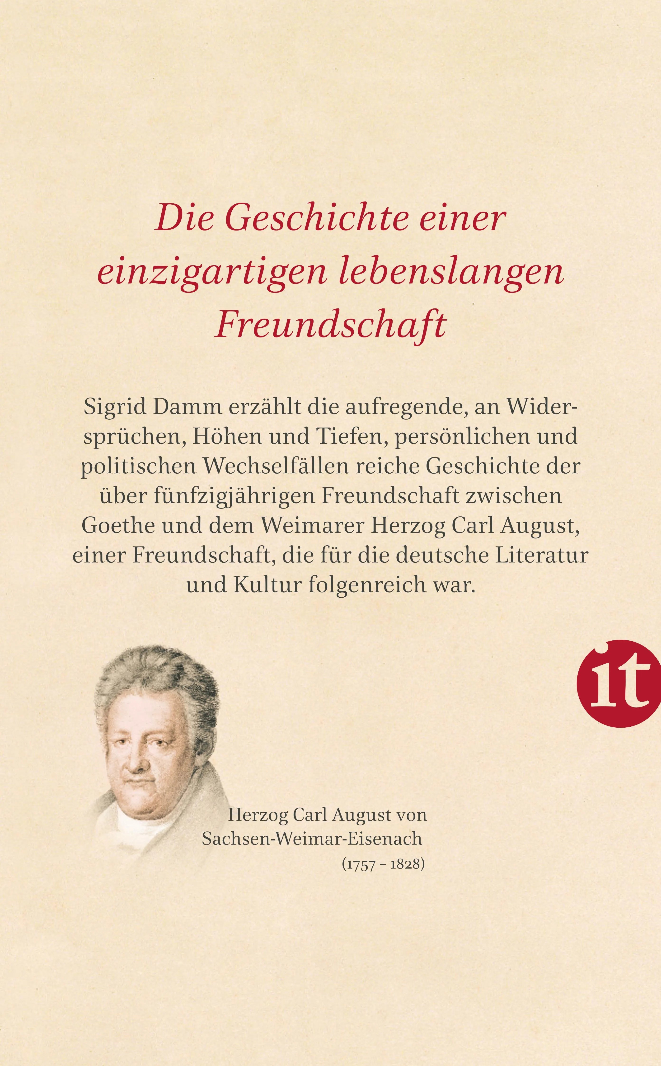 Buchrückseite von 'Goethe und Carl August' mit Klappentext - Taschenbuch