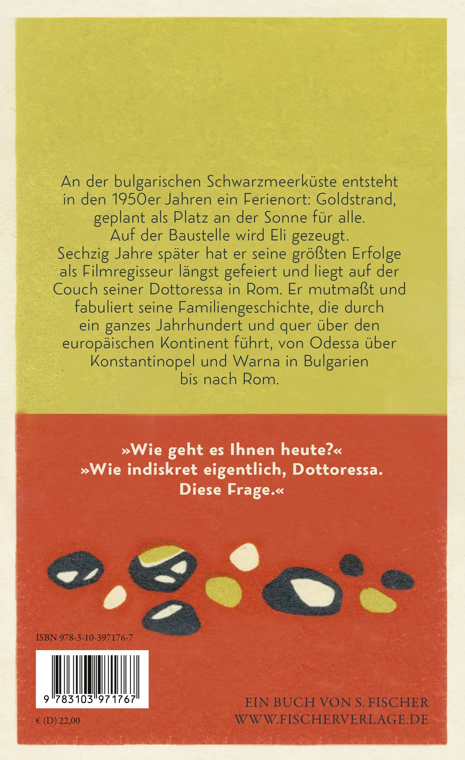 Buchrückseite von 'Goldstrand' mit Klappentext - Gebundene Ausgabe