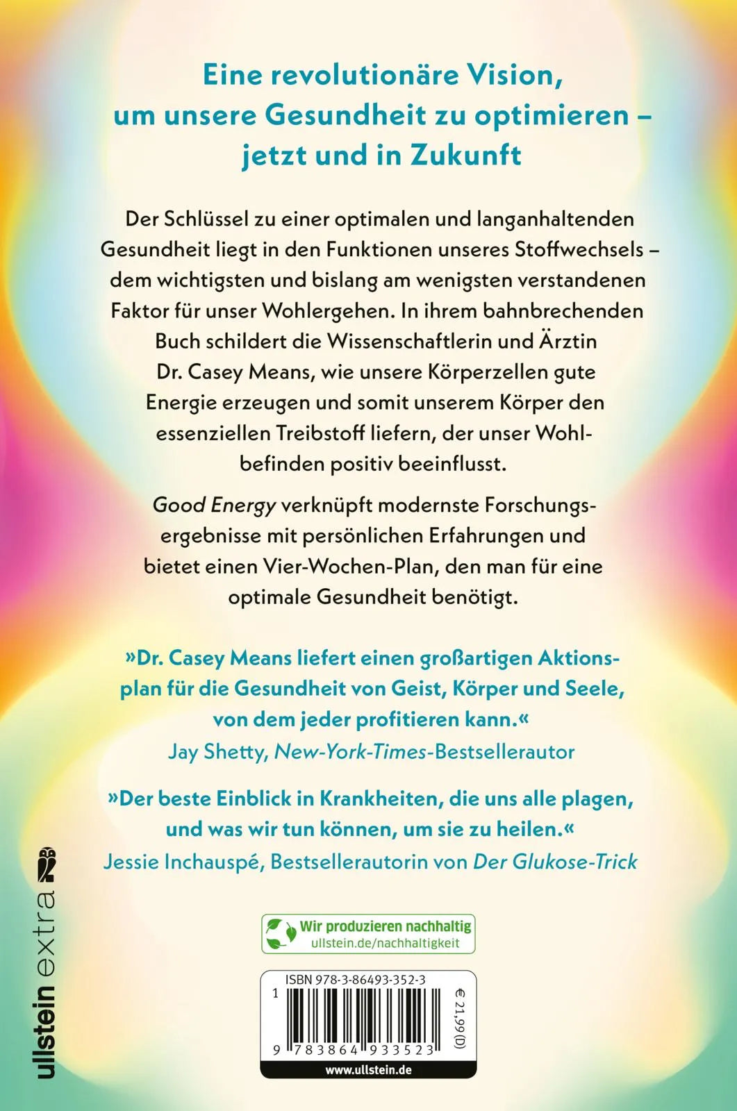 Buchrückseite von 'Good Energy' mit Klappentext - Paperback