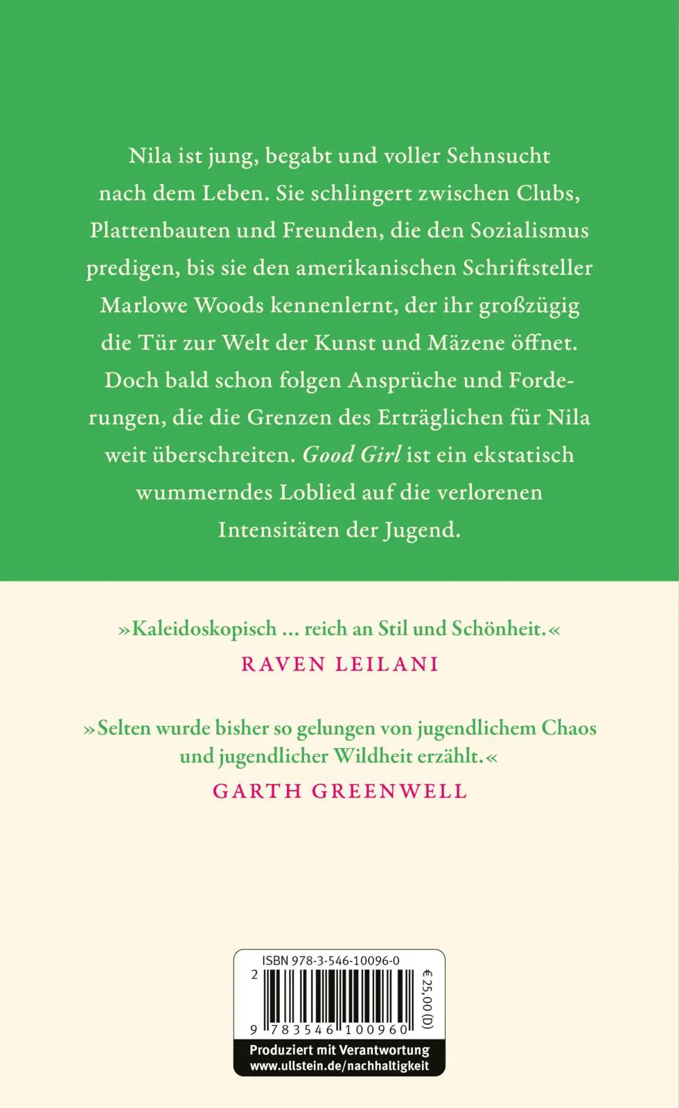 Buchrückseite von 'Good Girl' mit Klappentext - Gebundene Ausgabe