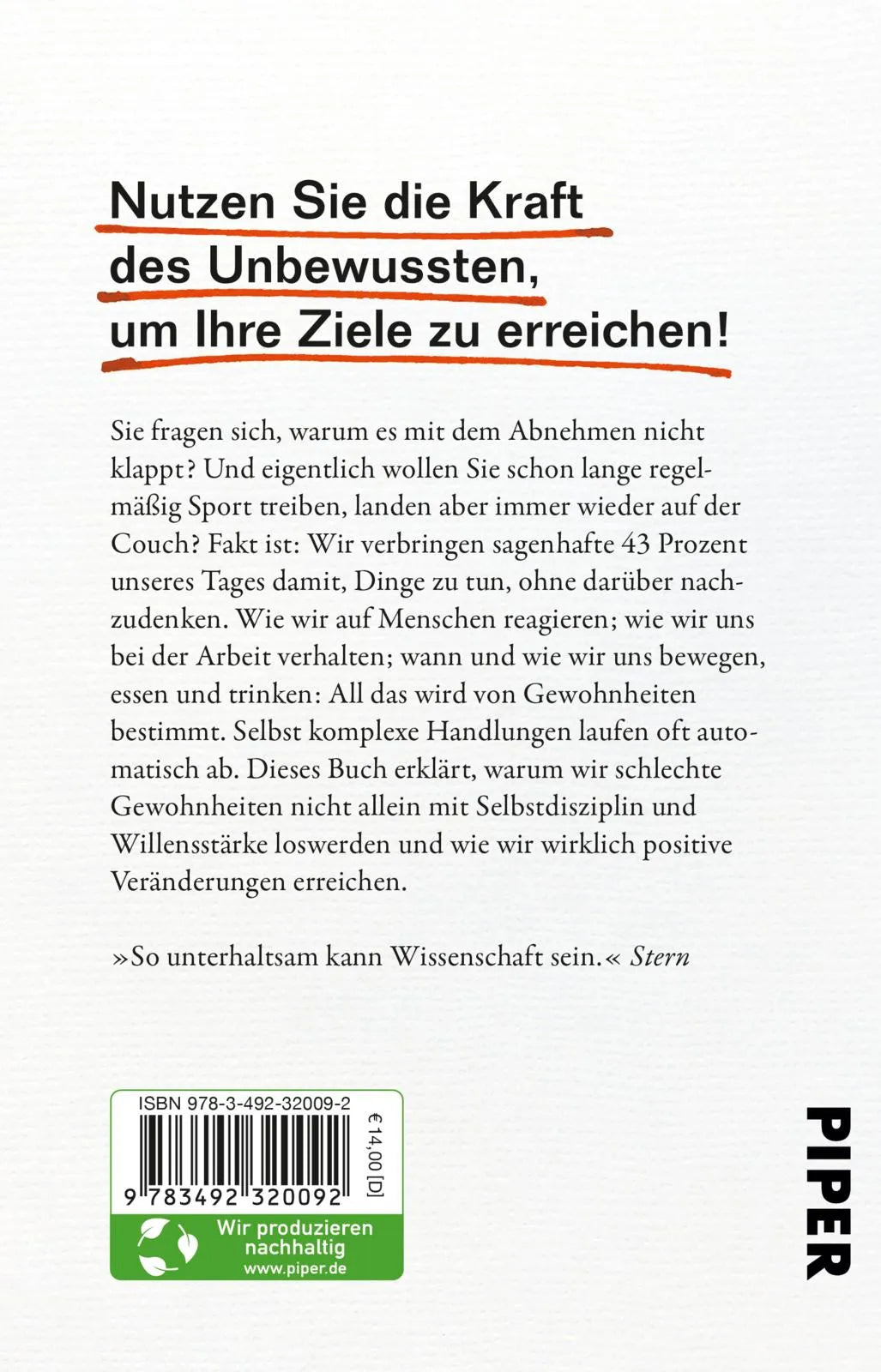 Buchrückseite von 'Good Habits, Bad Habits – Gewohnheiten für immer ändern' mit Klappentext - Taschenbuch