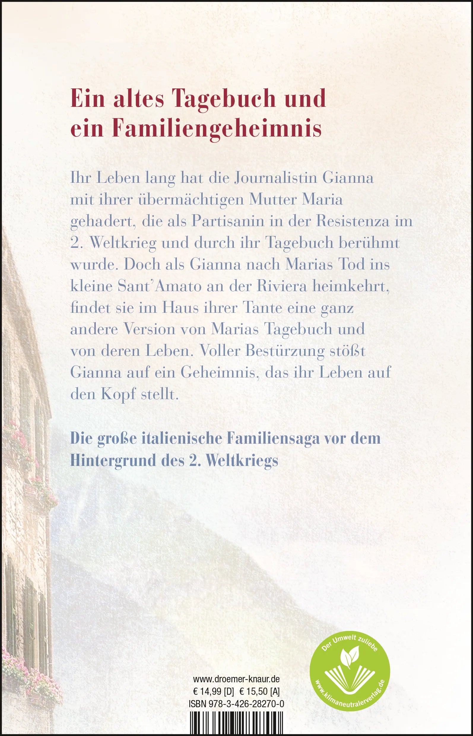 Buchrückseite von 'Gran Paradiso' mit Klappentext - Paperback
