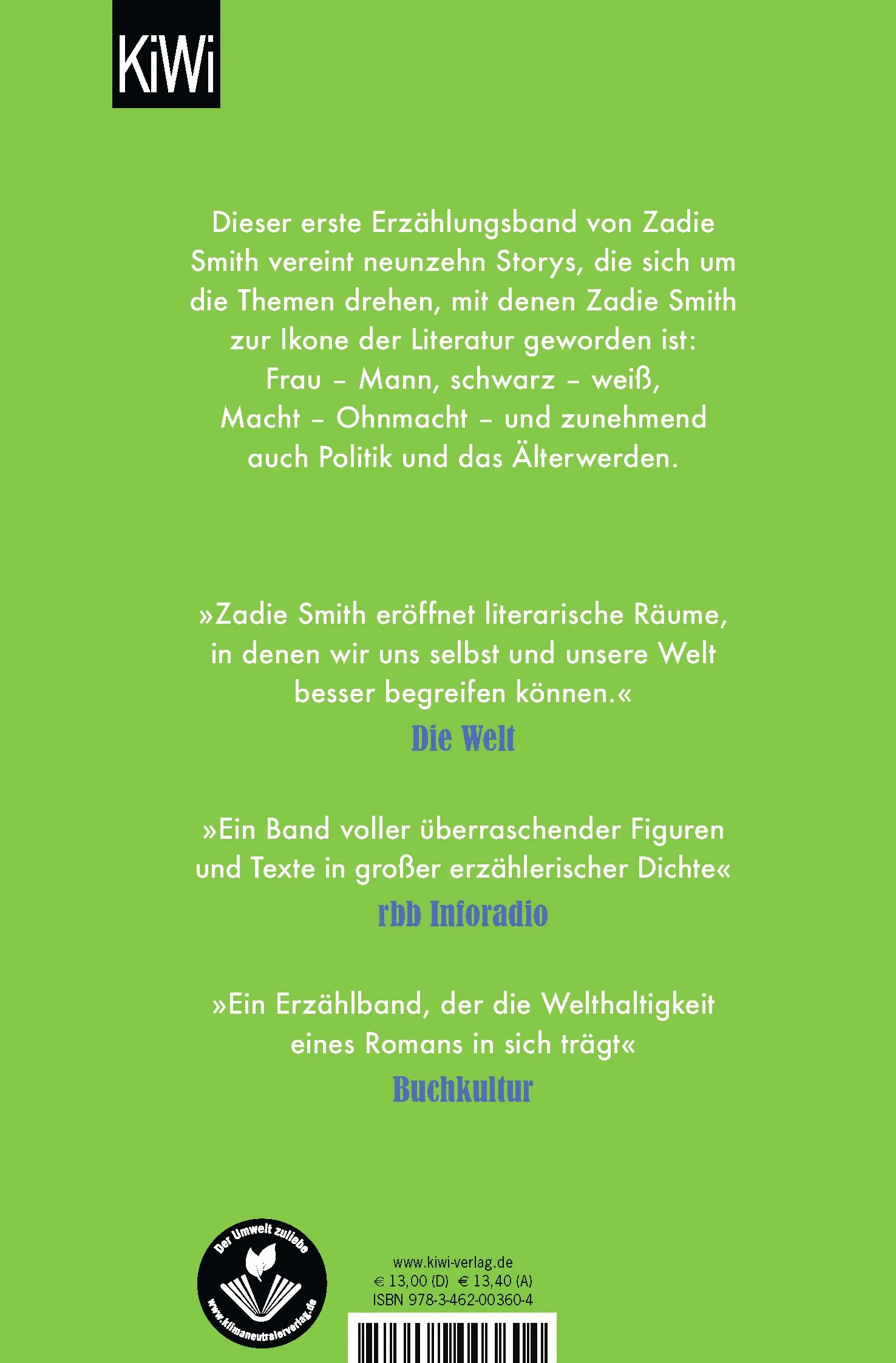 Buchrückseite von 'Grand Union' mit Klappentext - Taschenbuch