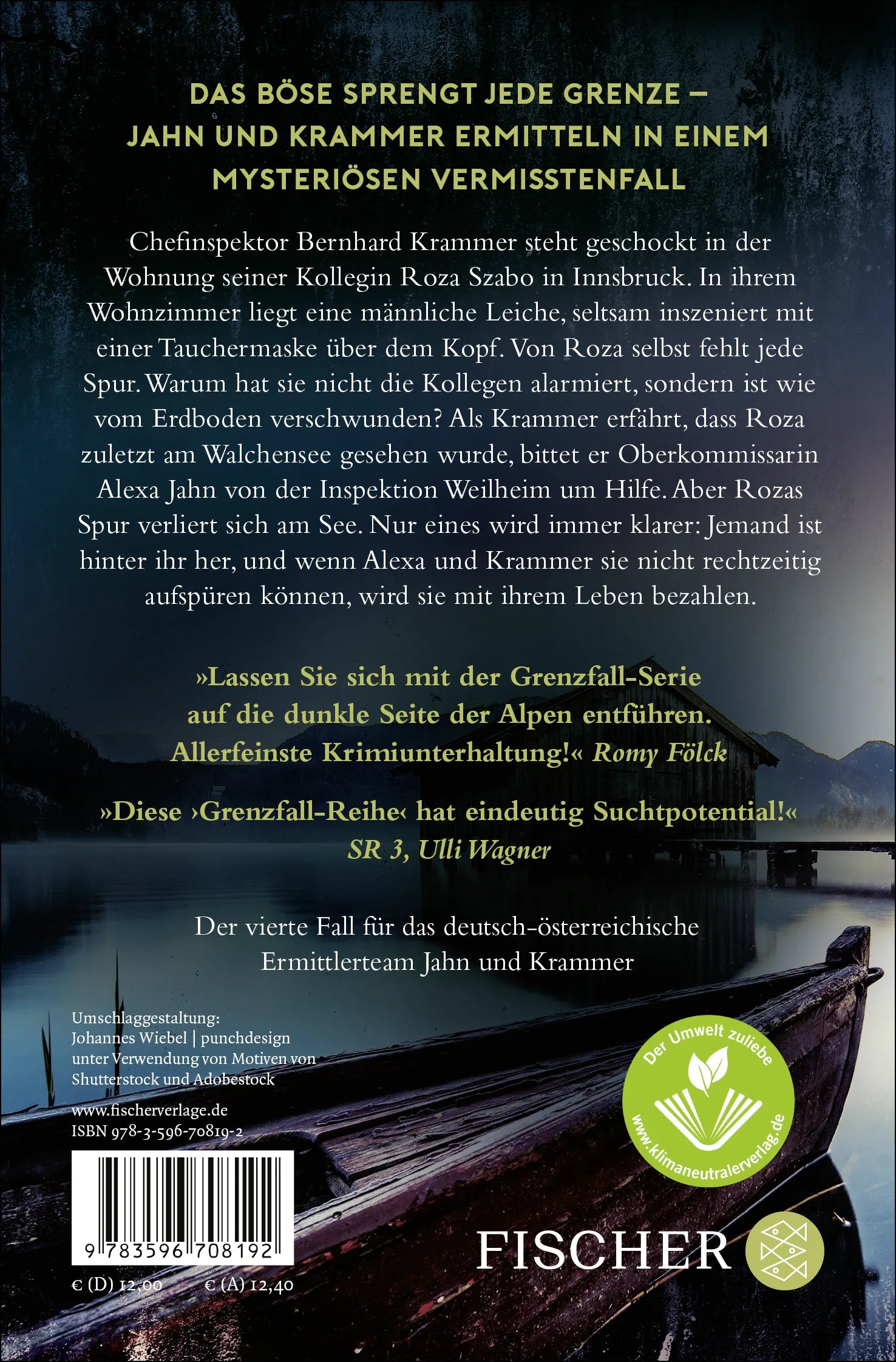 Buchrückseite von 'Grenzfall – In den Tiefen der Schuld' mit Klappentext - Taschenbuch