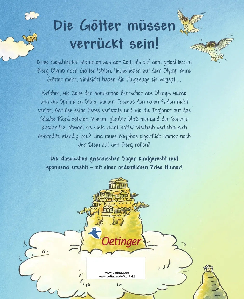 Buchrückseite von 'Griechische Sagen für Kinder' mit Klappentext - Gebundene Ausgabe