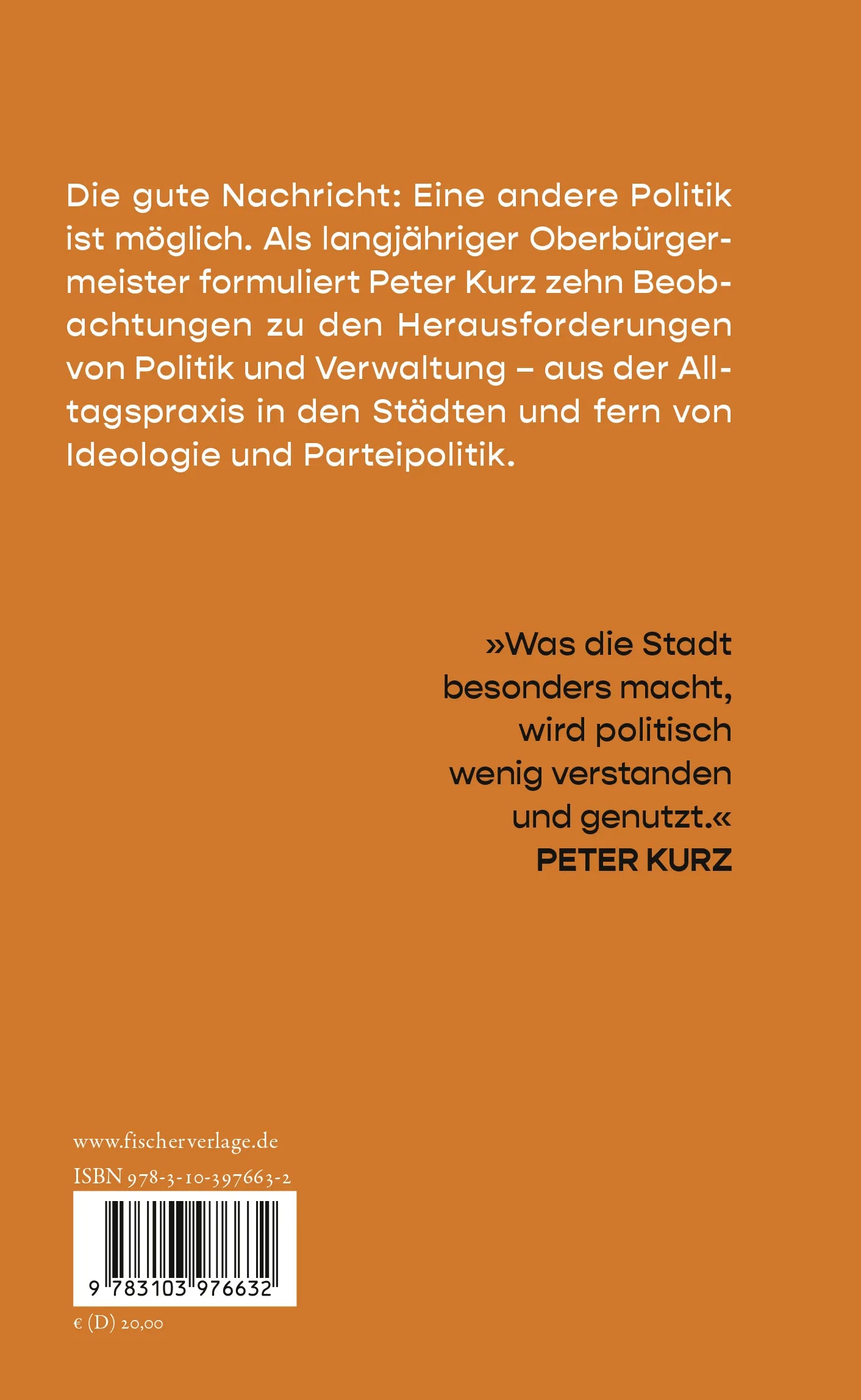 Buchrückseite von 'Gute Politik' mit Klappentext - Gebundene Ausgabe