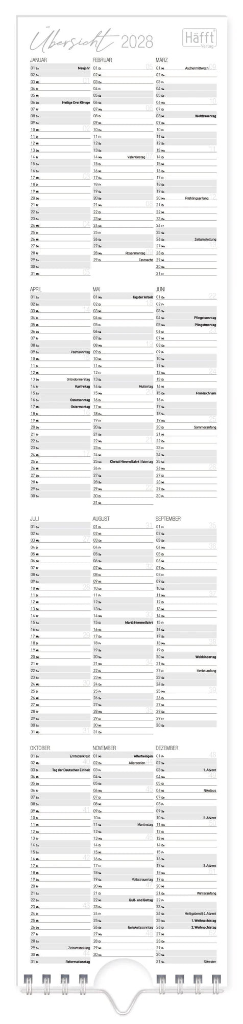 Streifenkalender 2027 – Ansicht