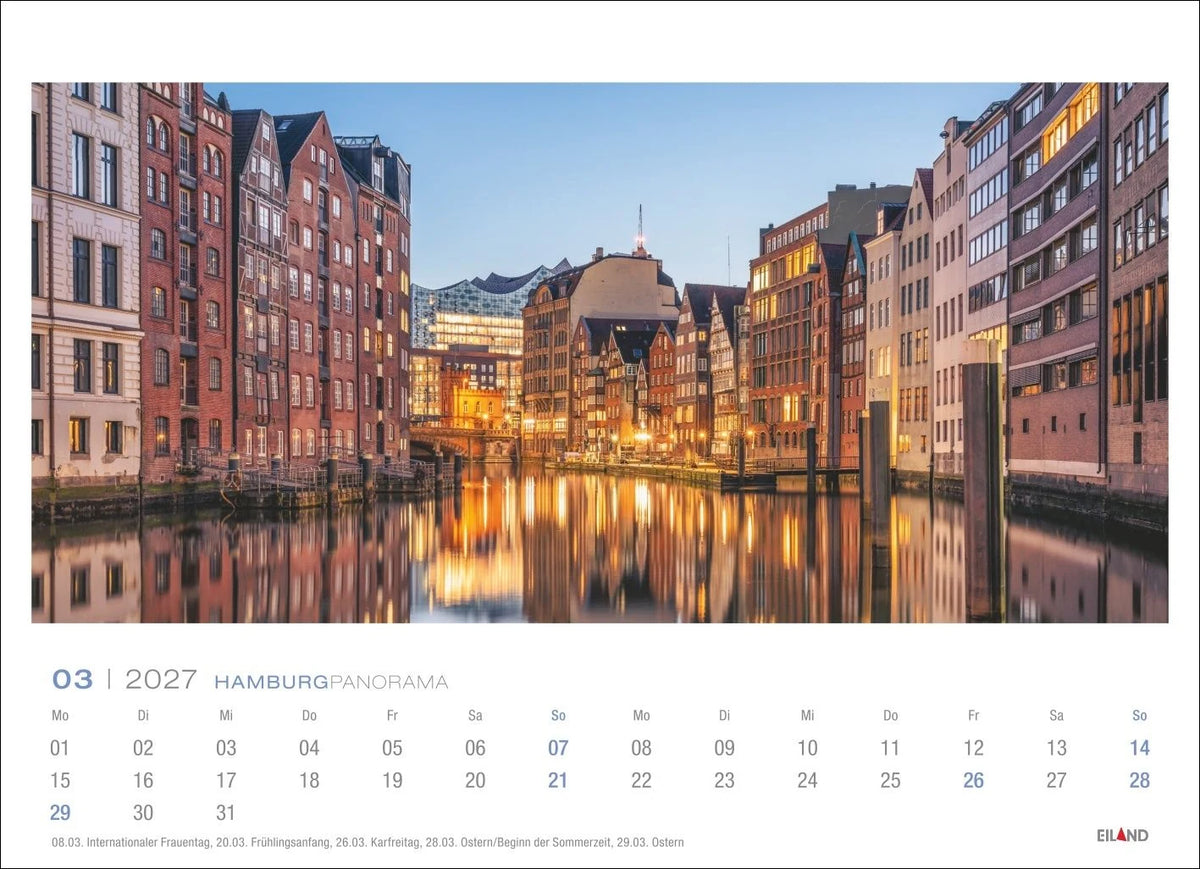 Hamburg Panorama-Postkartenkalender 2027 – Ansicht