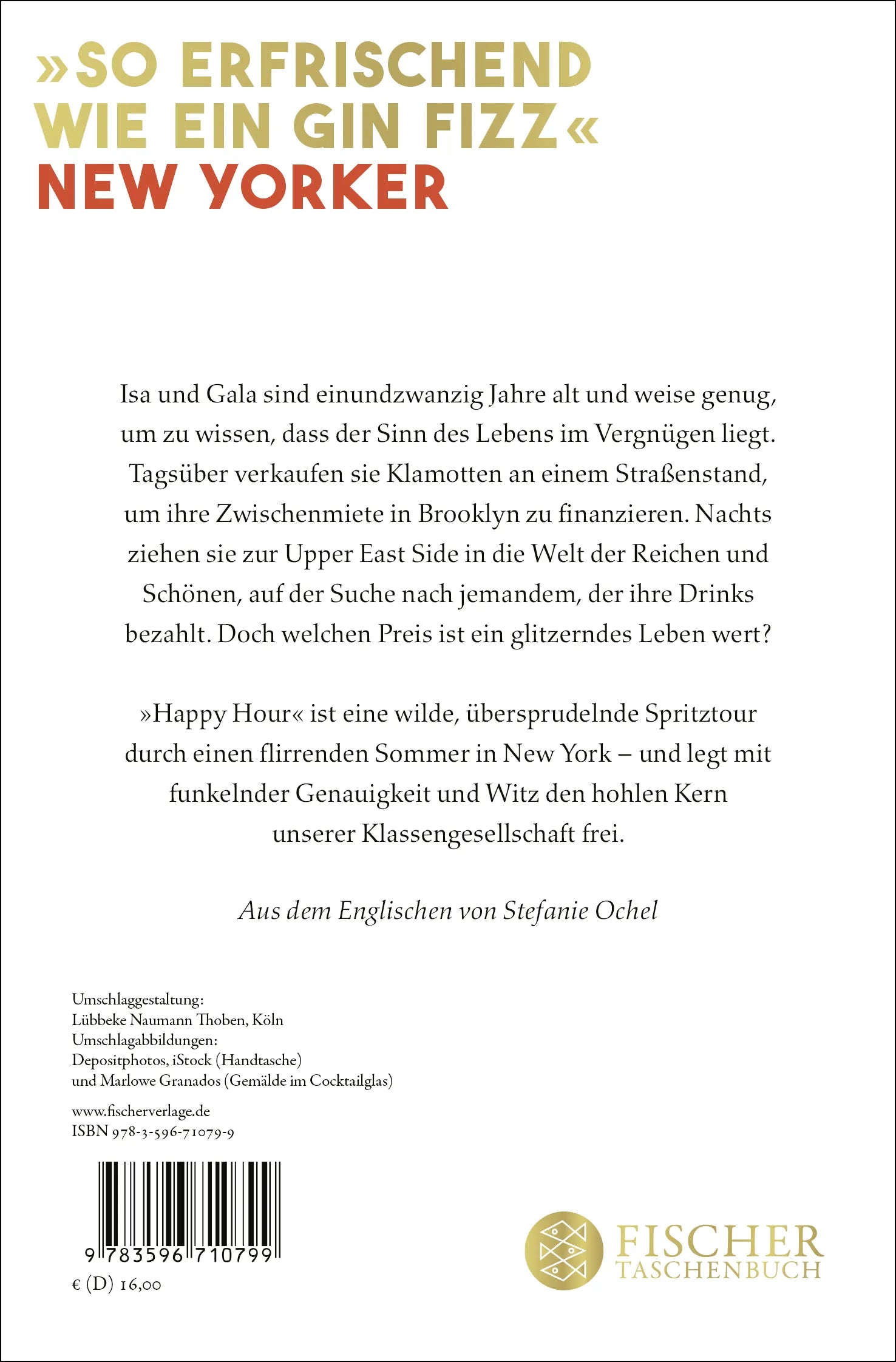 Buchrückseite von 'Happy Hour' mit Klappentext - Taschenbuch